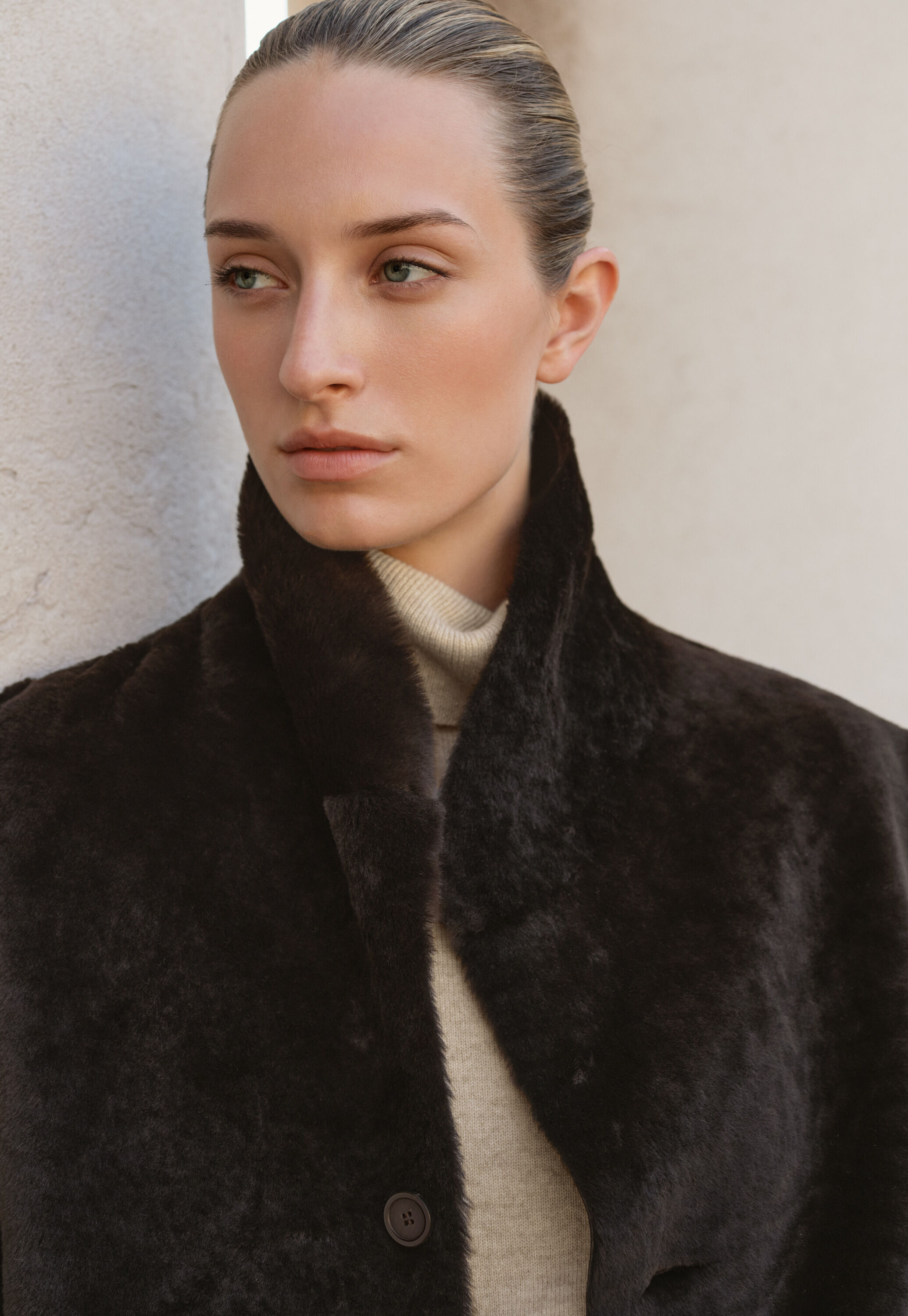 Reversible sheepskin coat