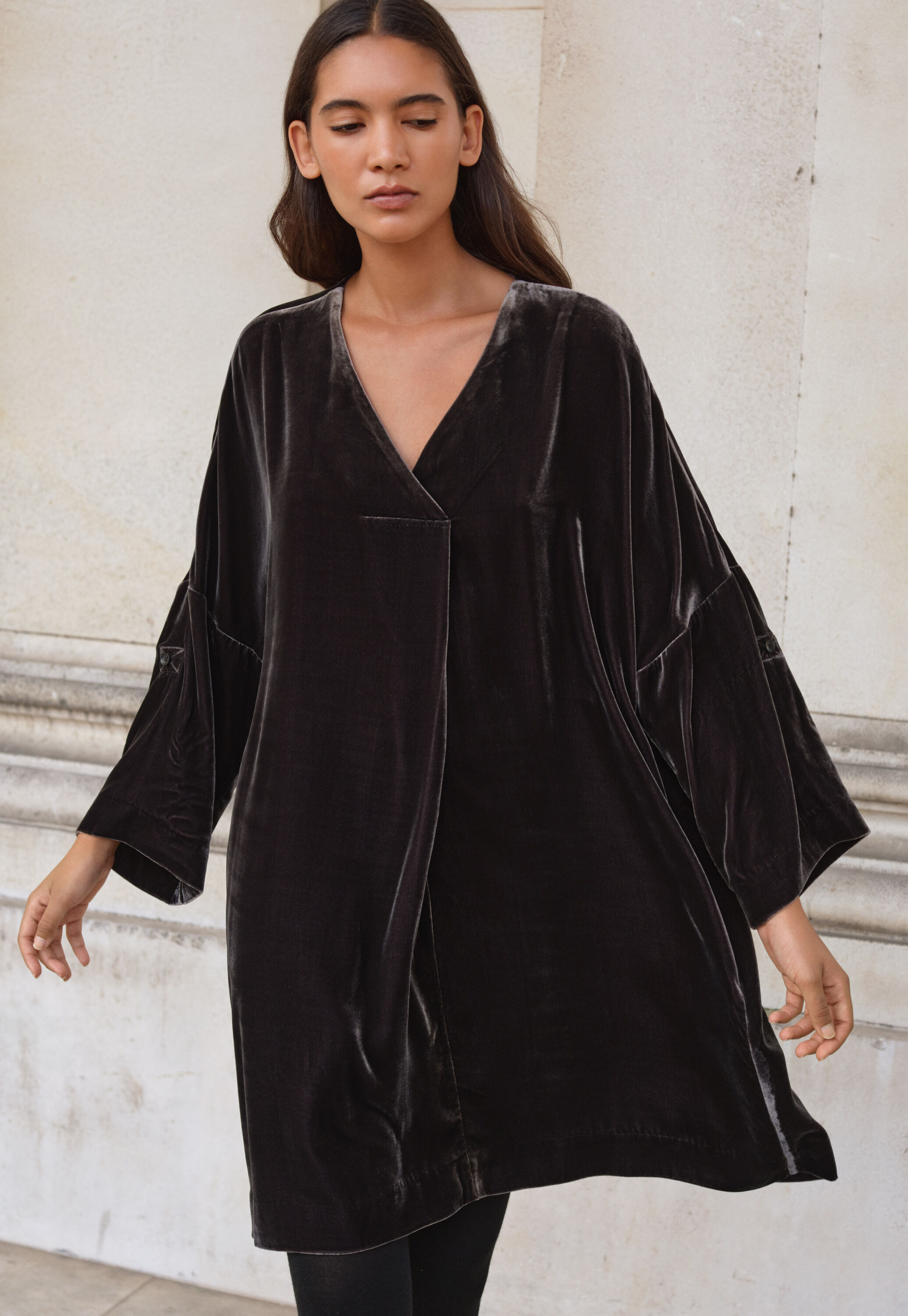Pleat-front dress