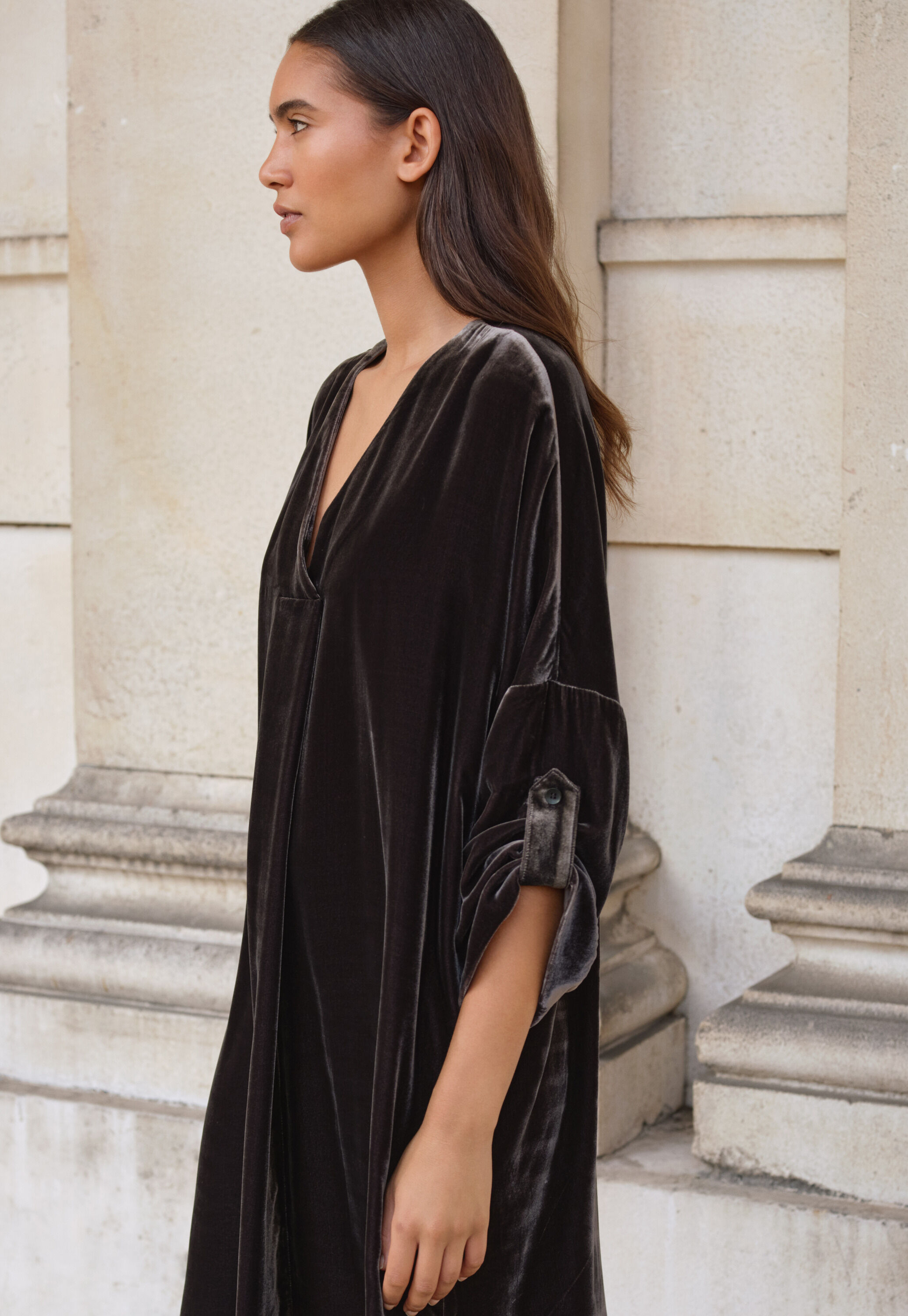 Pleat-front dress