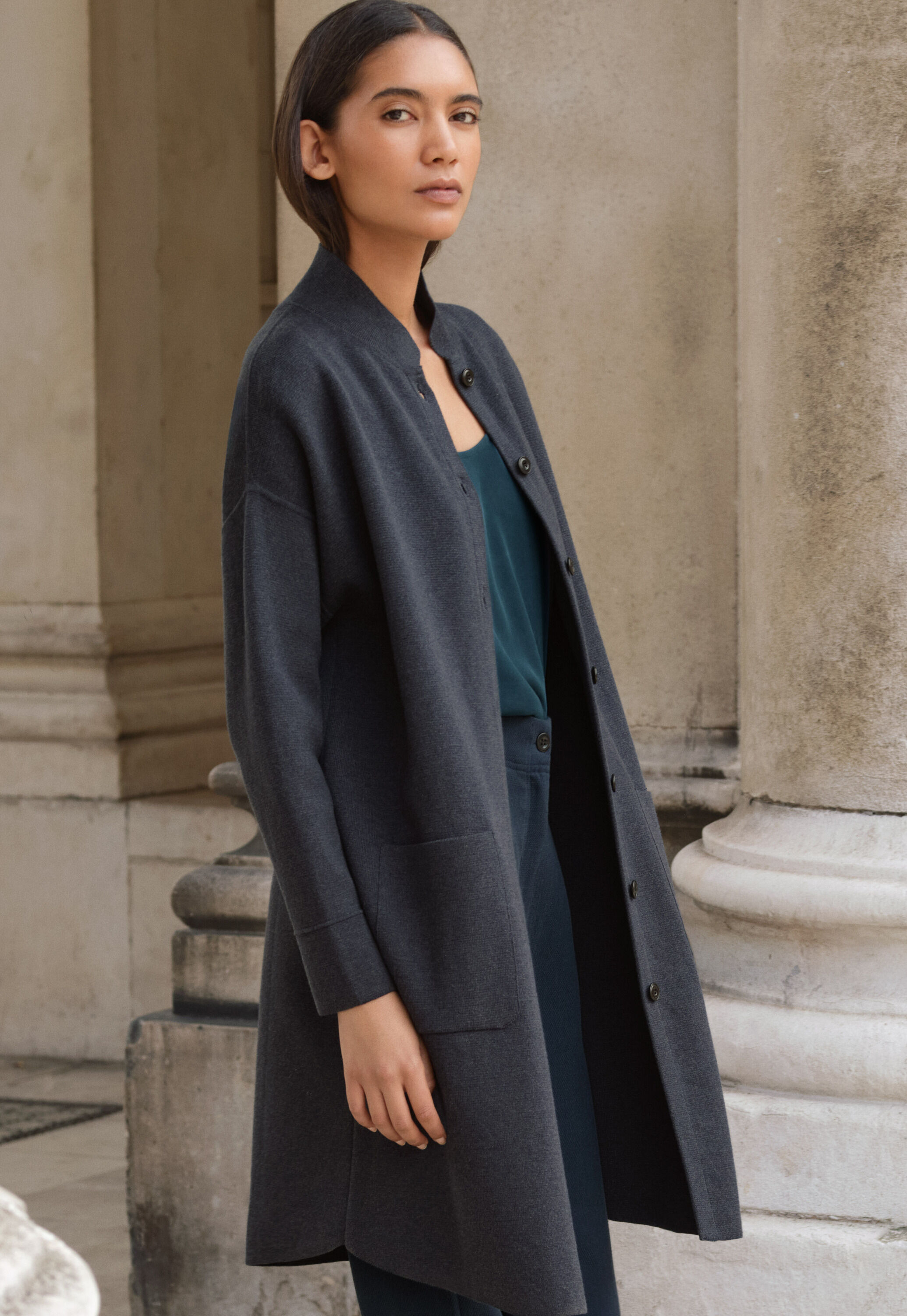 Pleat-front dress