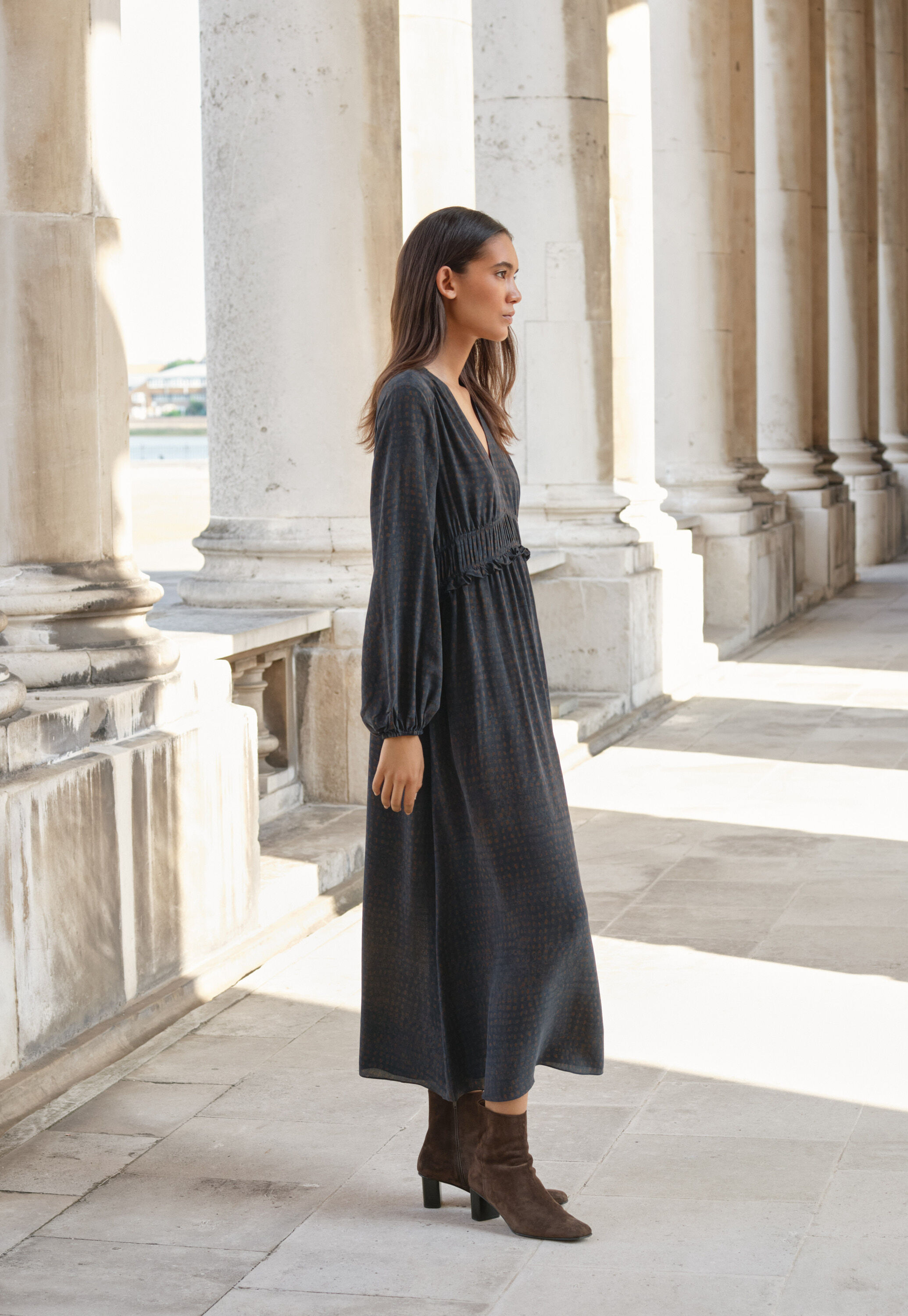 Pleat-front dress