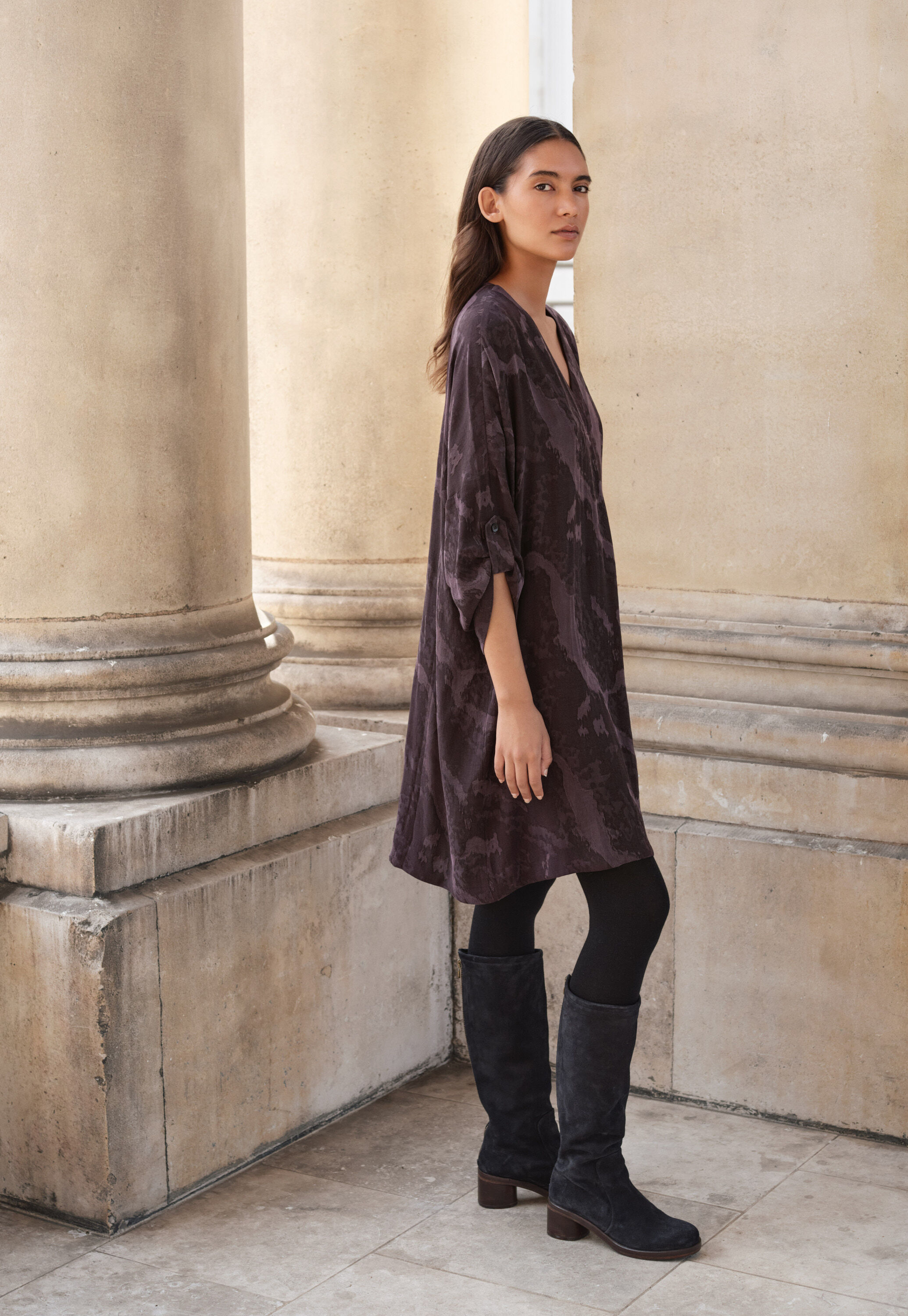 Pleat-front dress