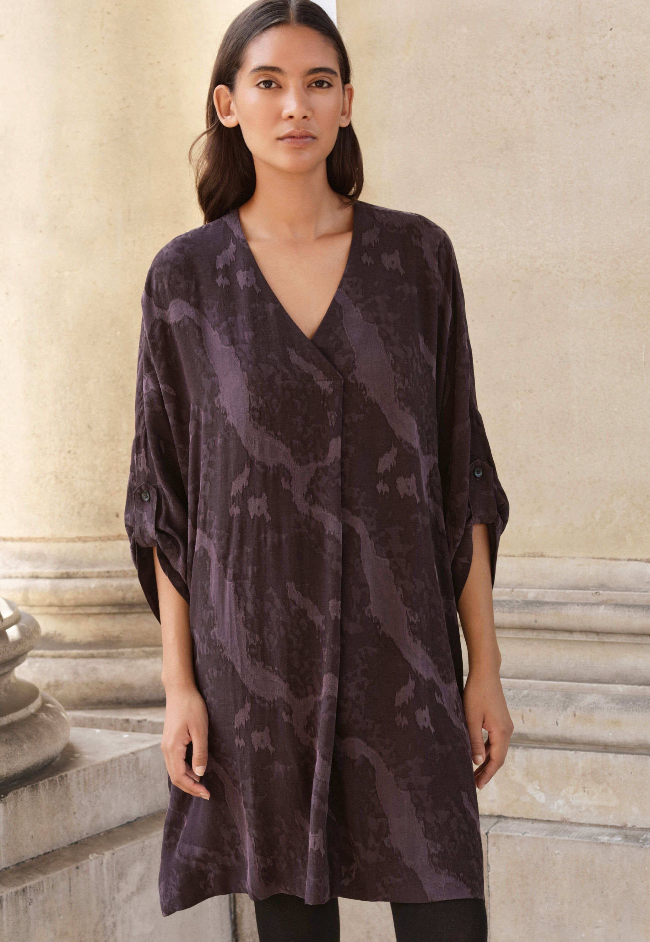 Pleat-front dress