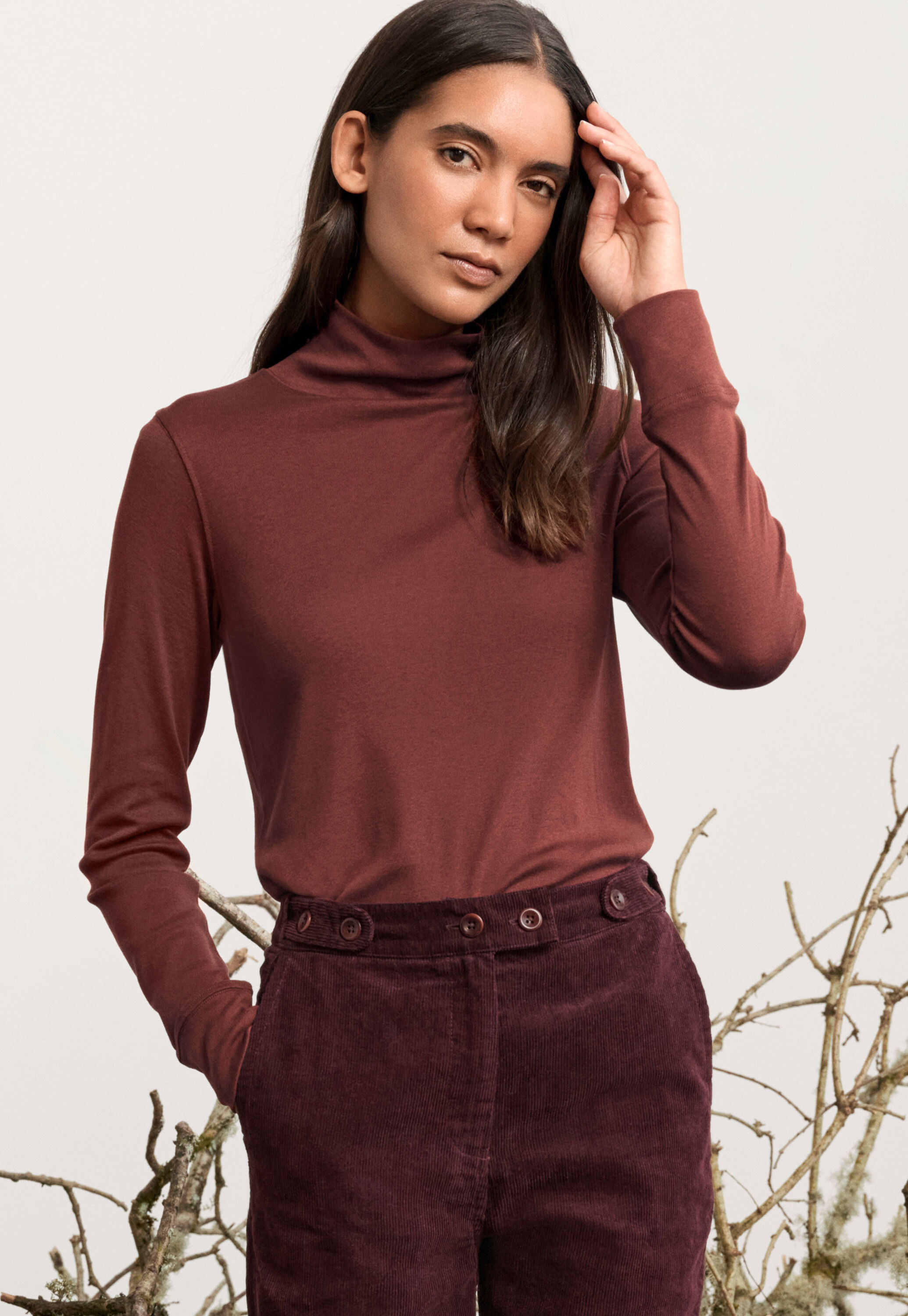 High-neck jersey top