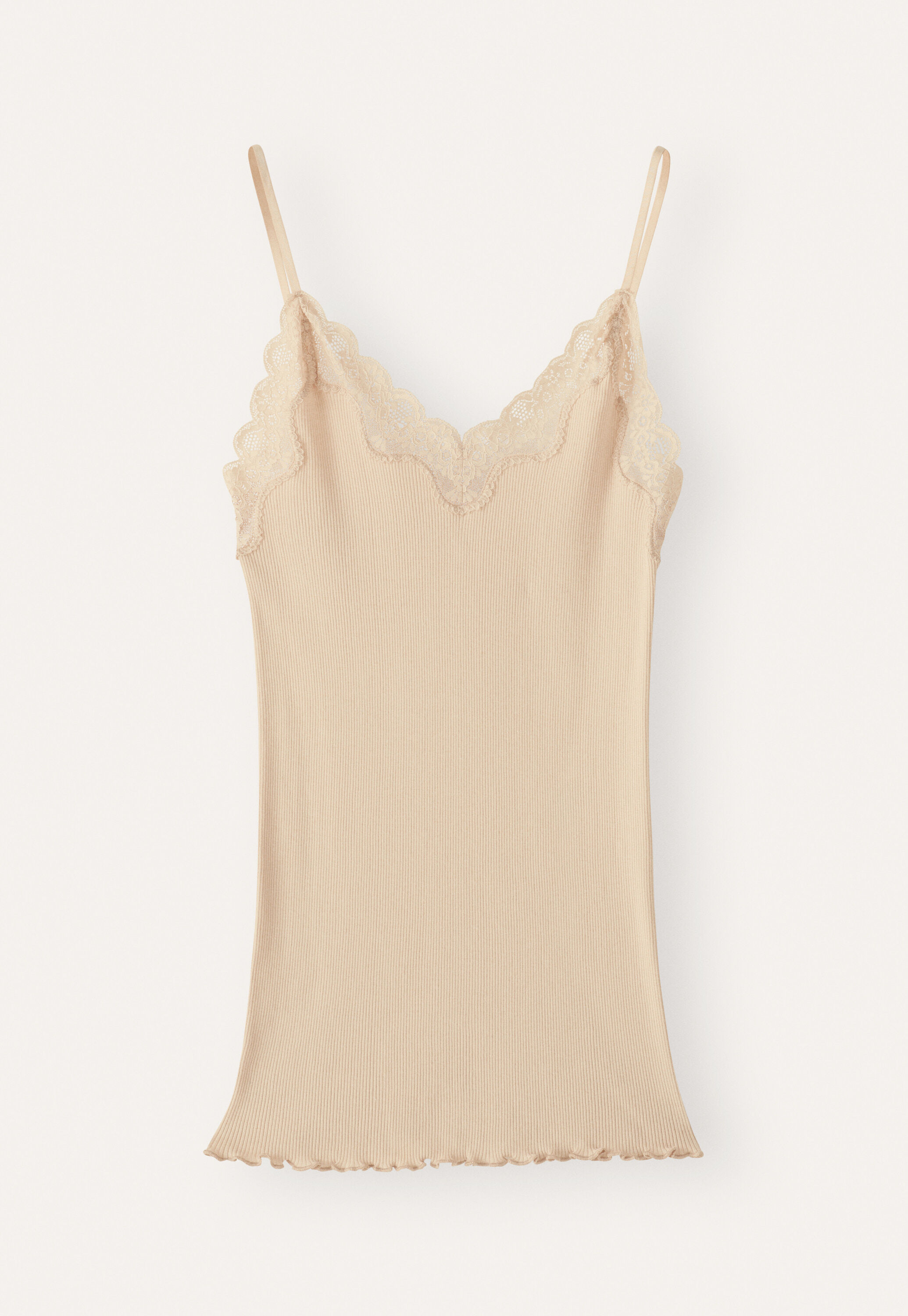 Lace-trim vest, Cream, large