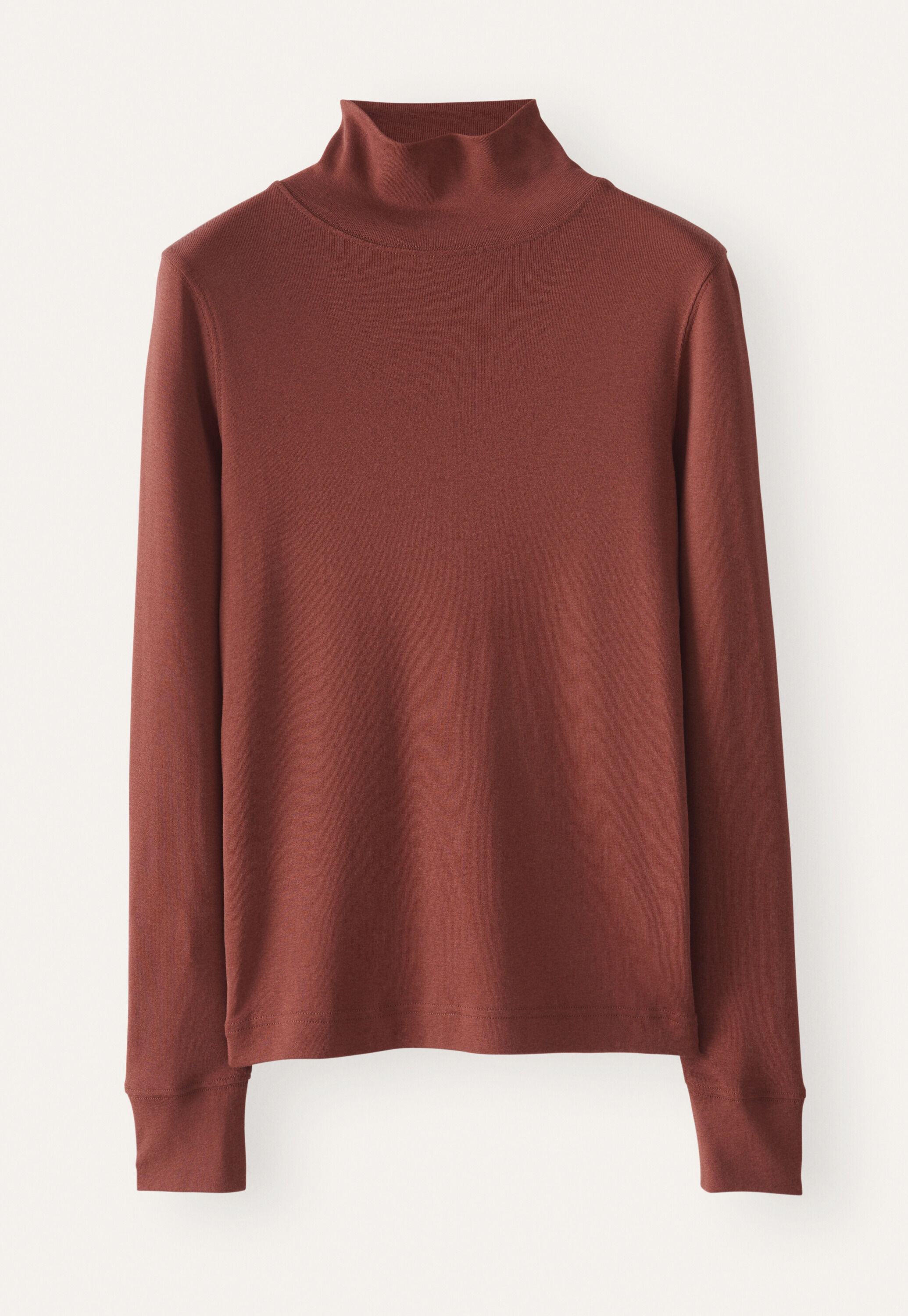 High-neck jersey top, Dark copper, large