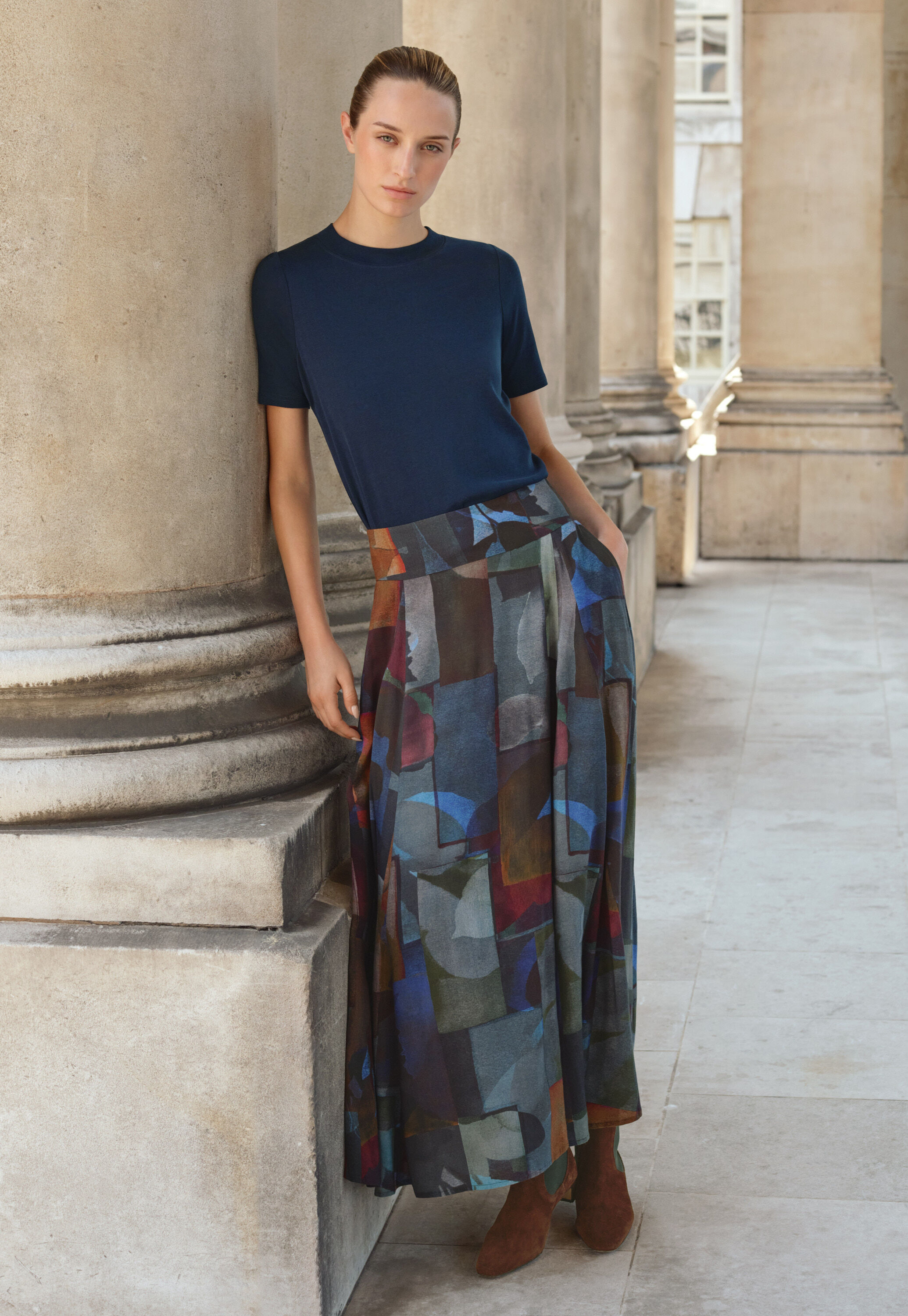 Long godet skirt