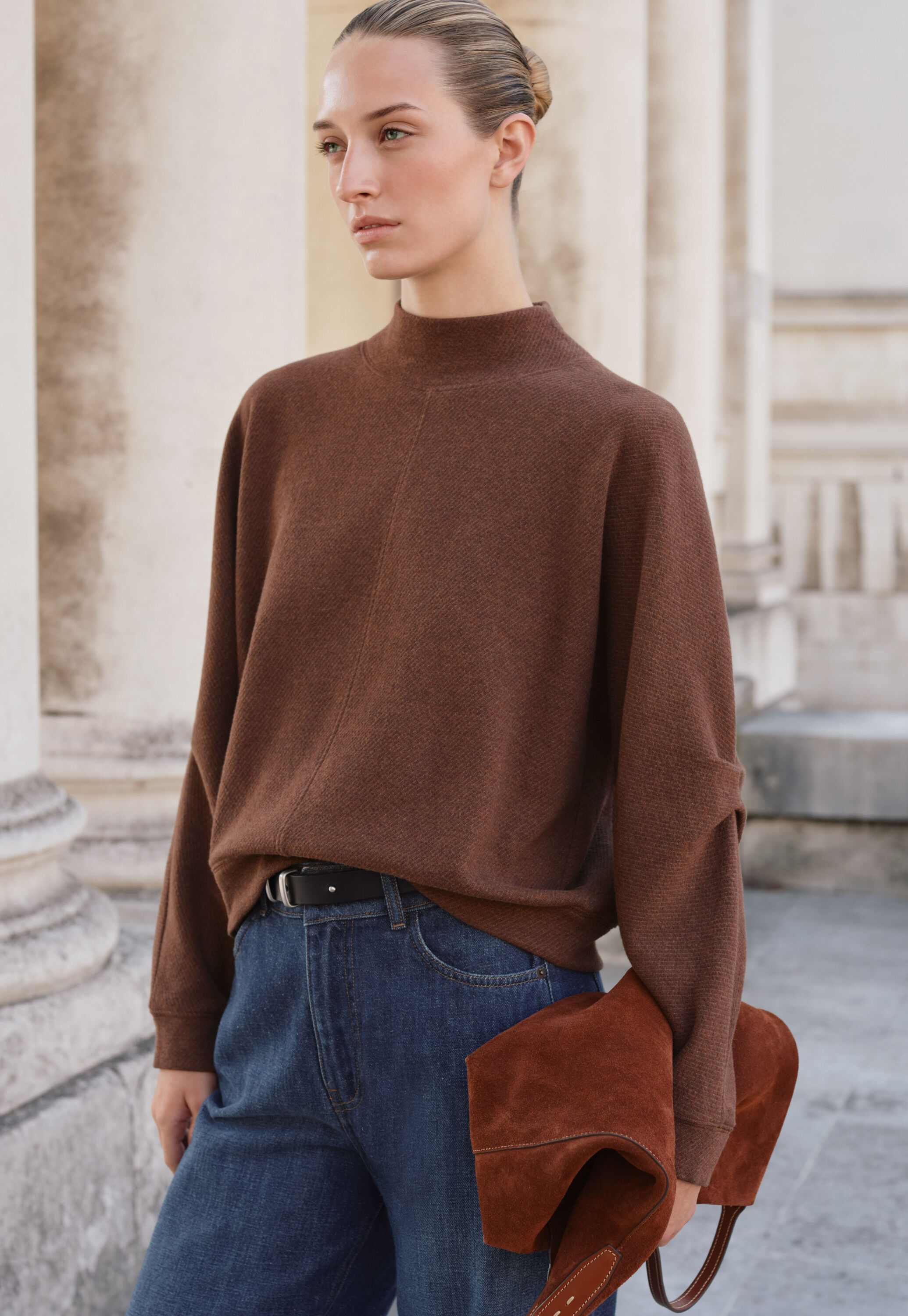 Tuck sleeve sweatshirt
