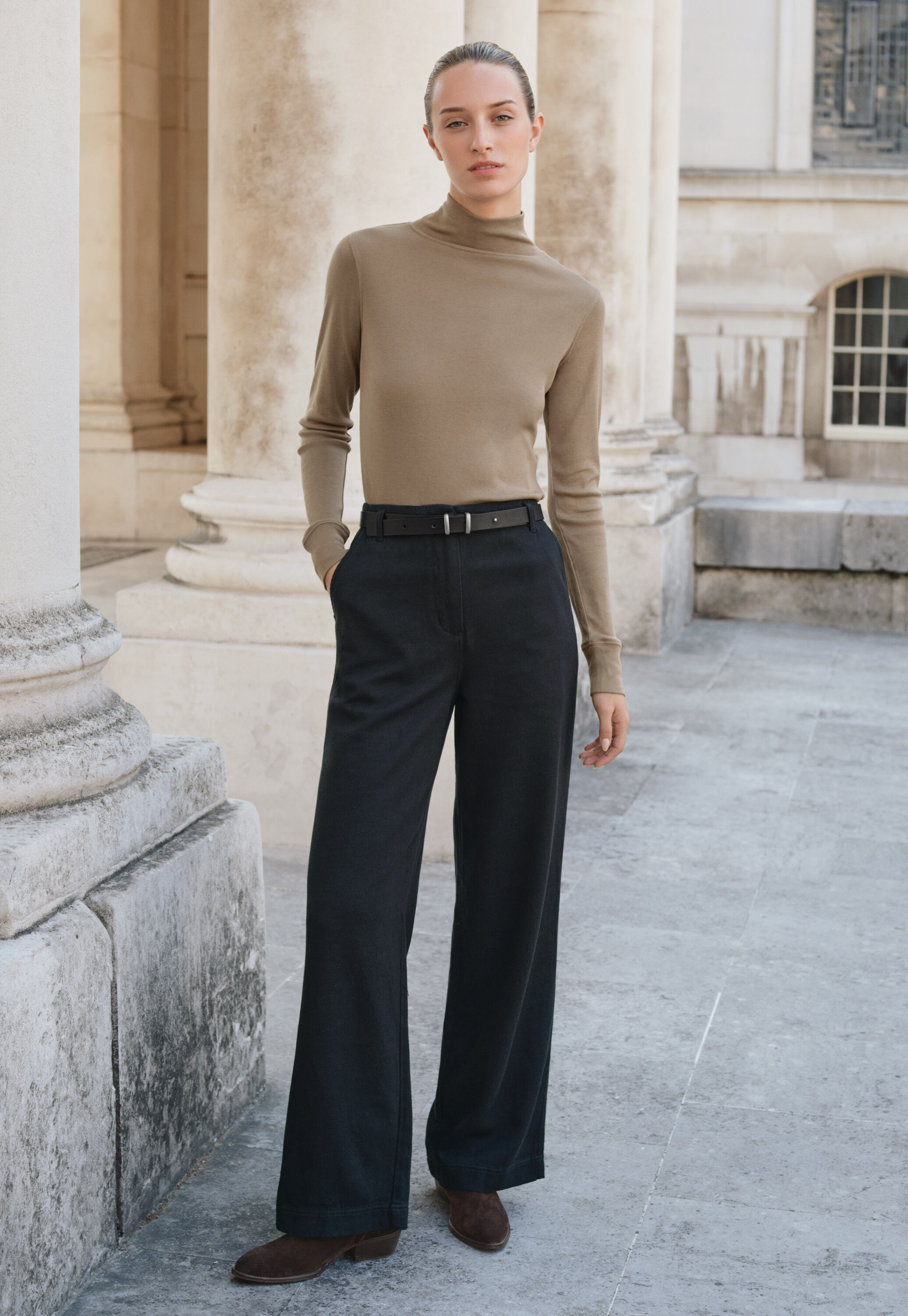 High-neck jersey top