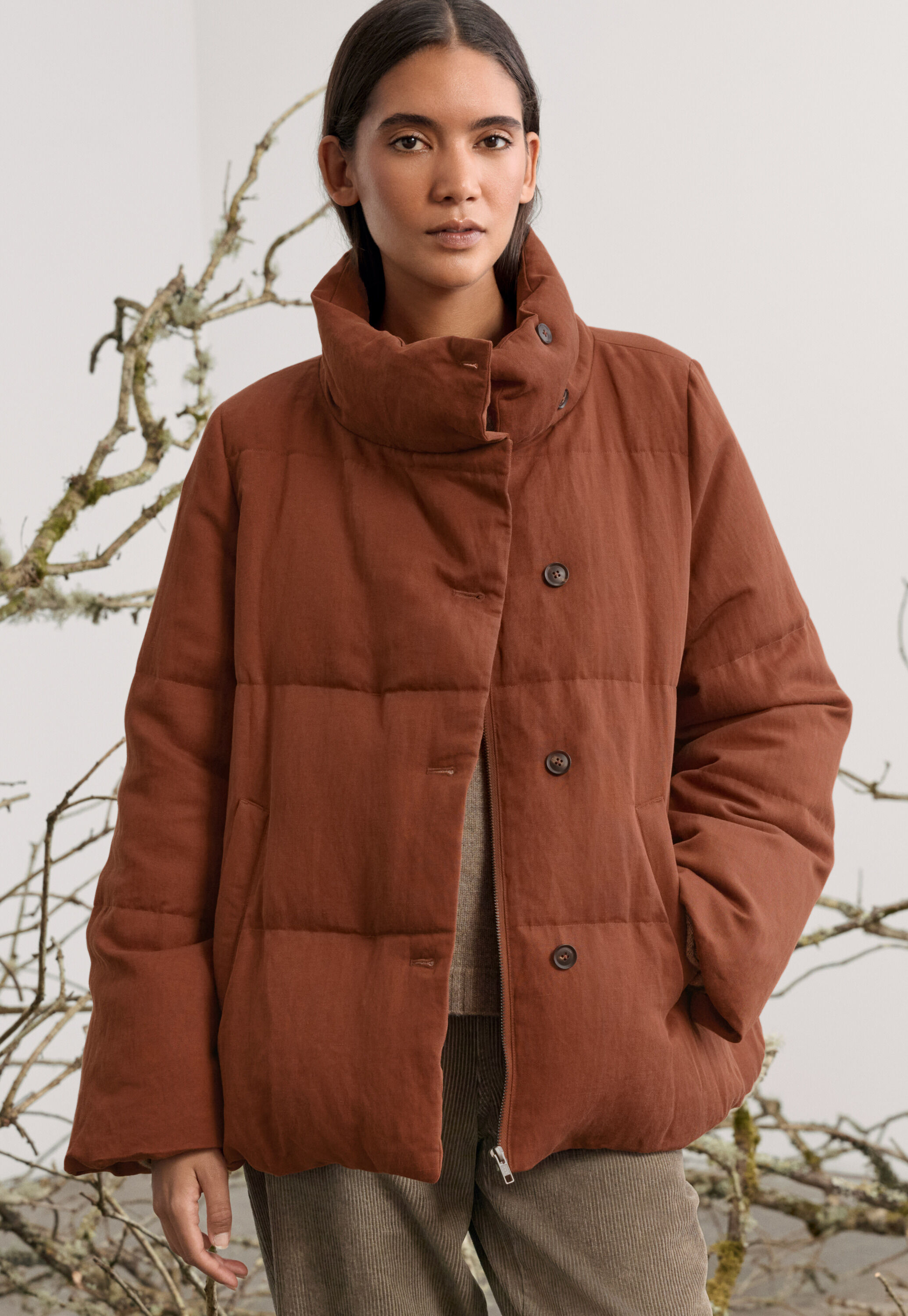 funnel-neck padded coat
