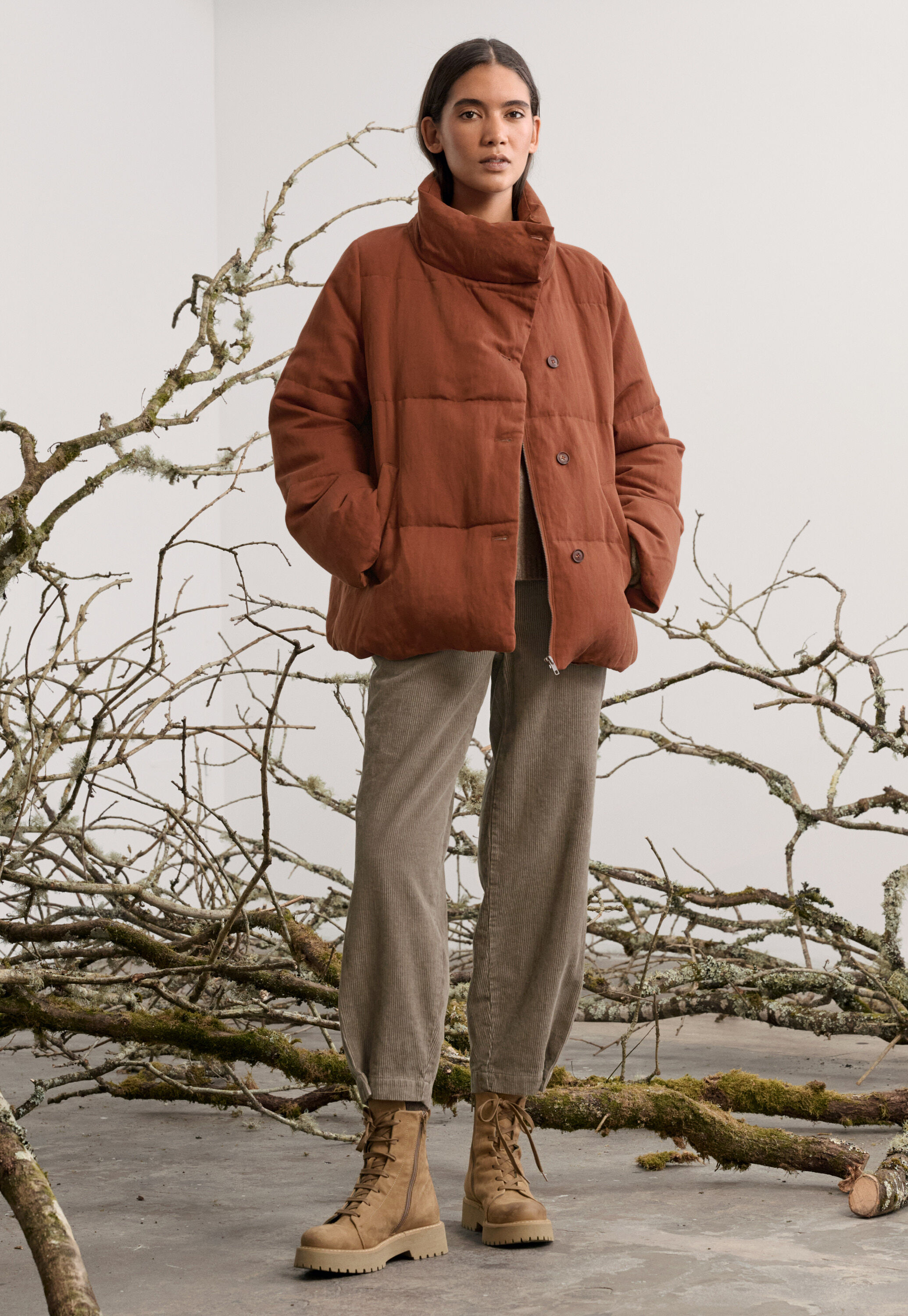 funnel-neck padded coat
