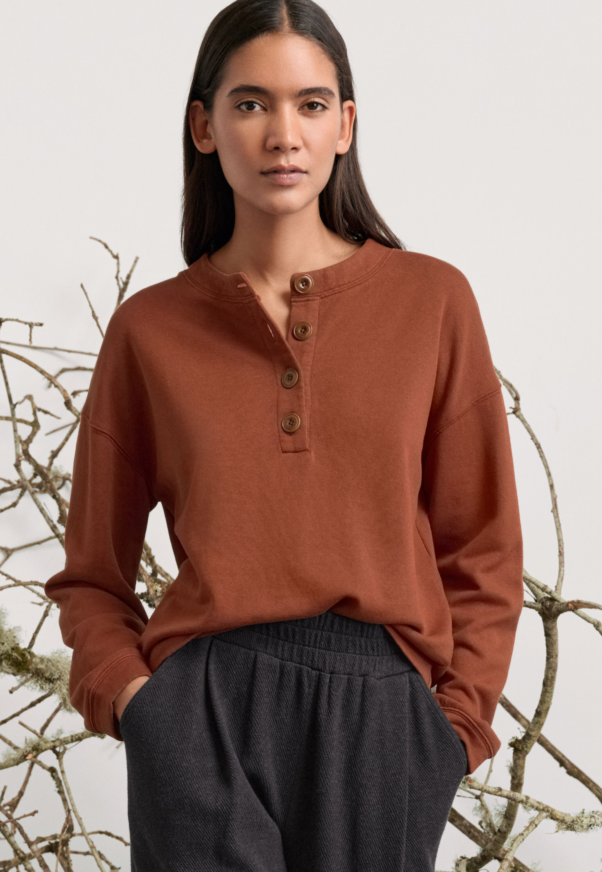 Button placket jersey top