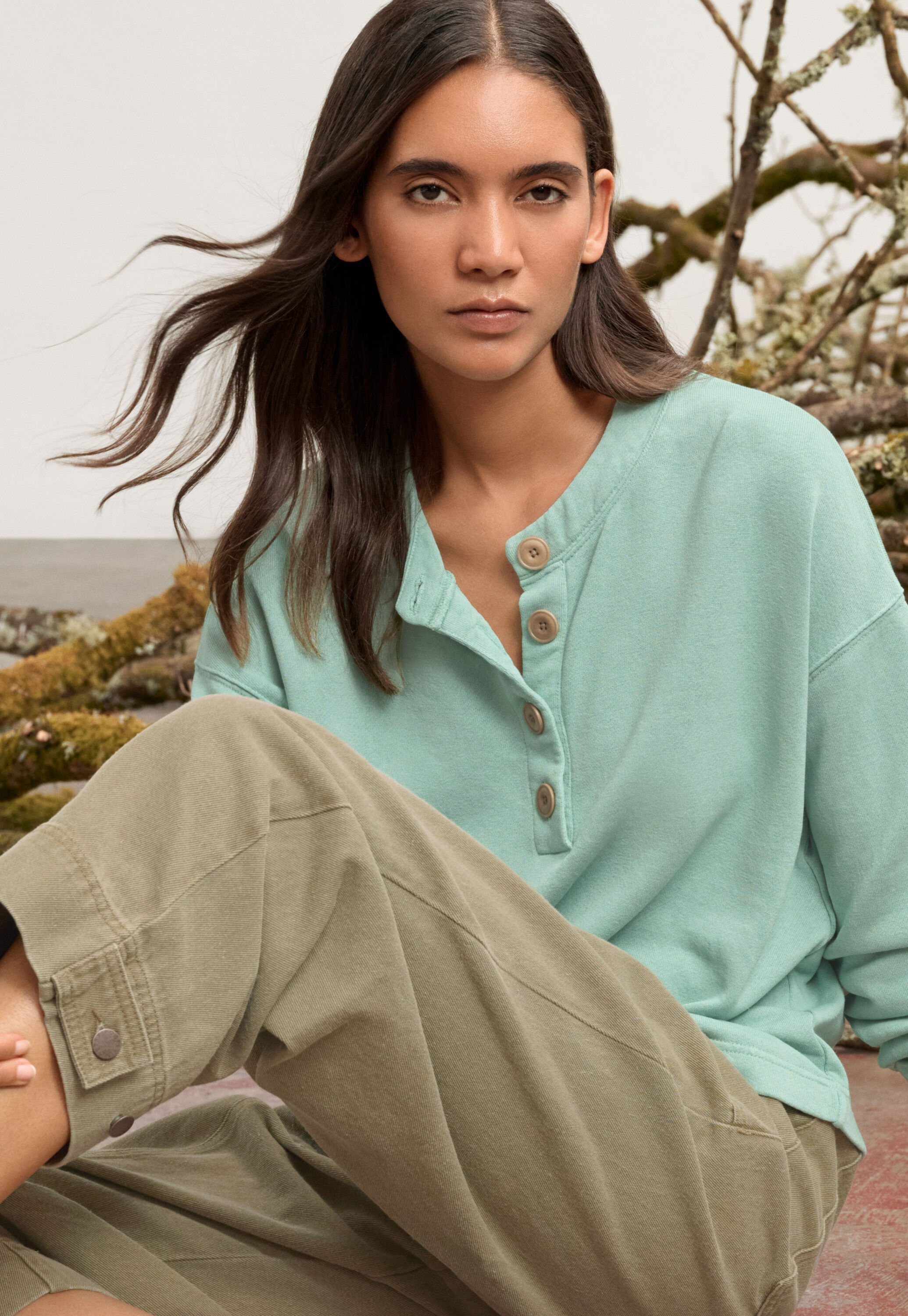 Button placket jersey top