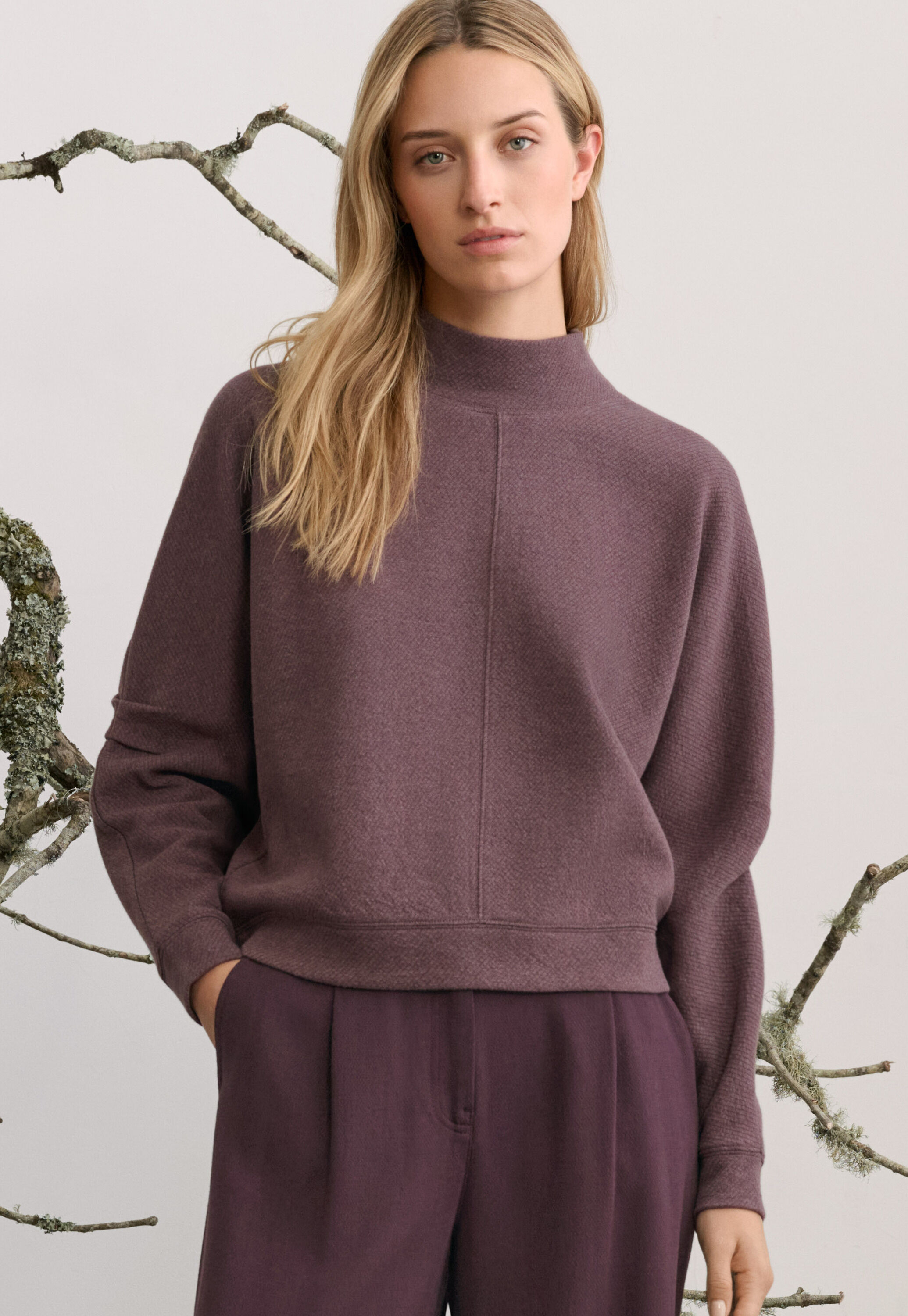 Tuck sleeve sweatshirt