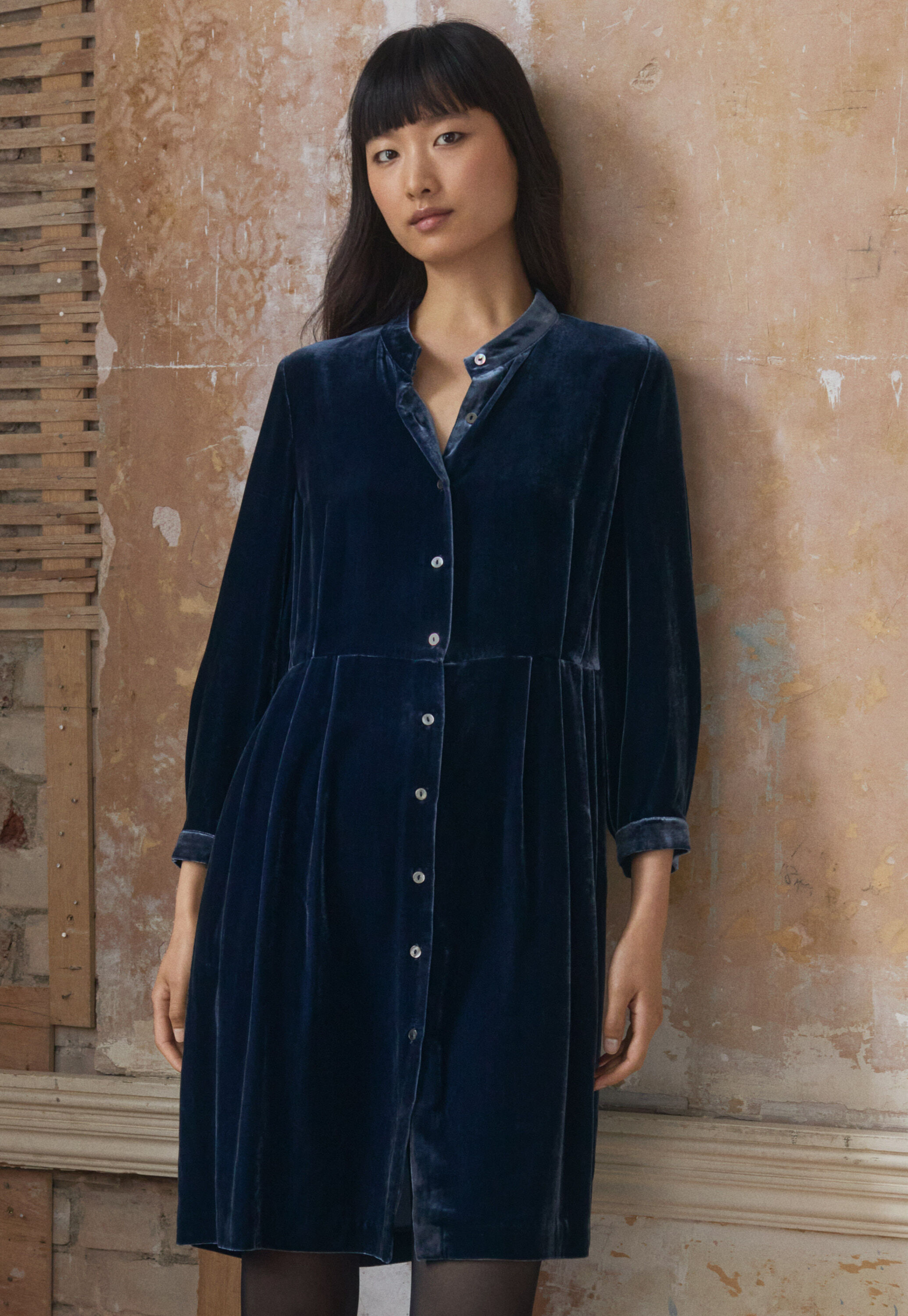 Pleat-waist dress