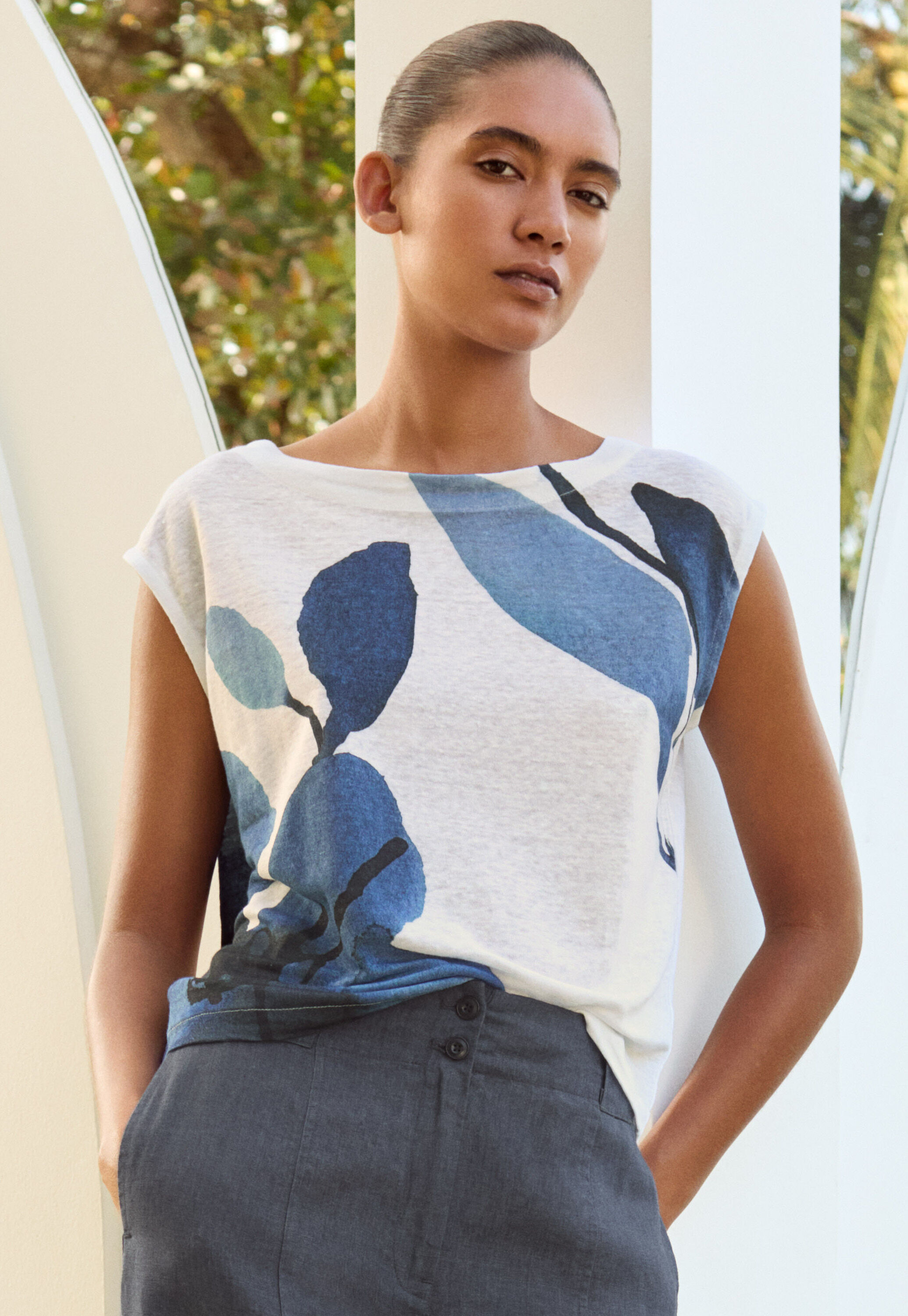 Printed jersey top