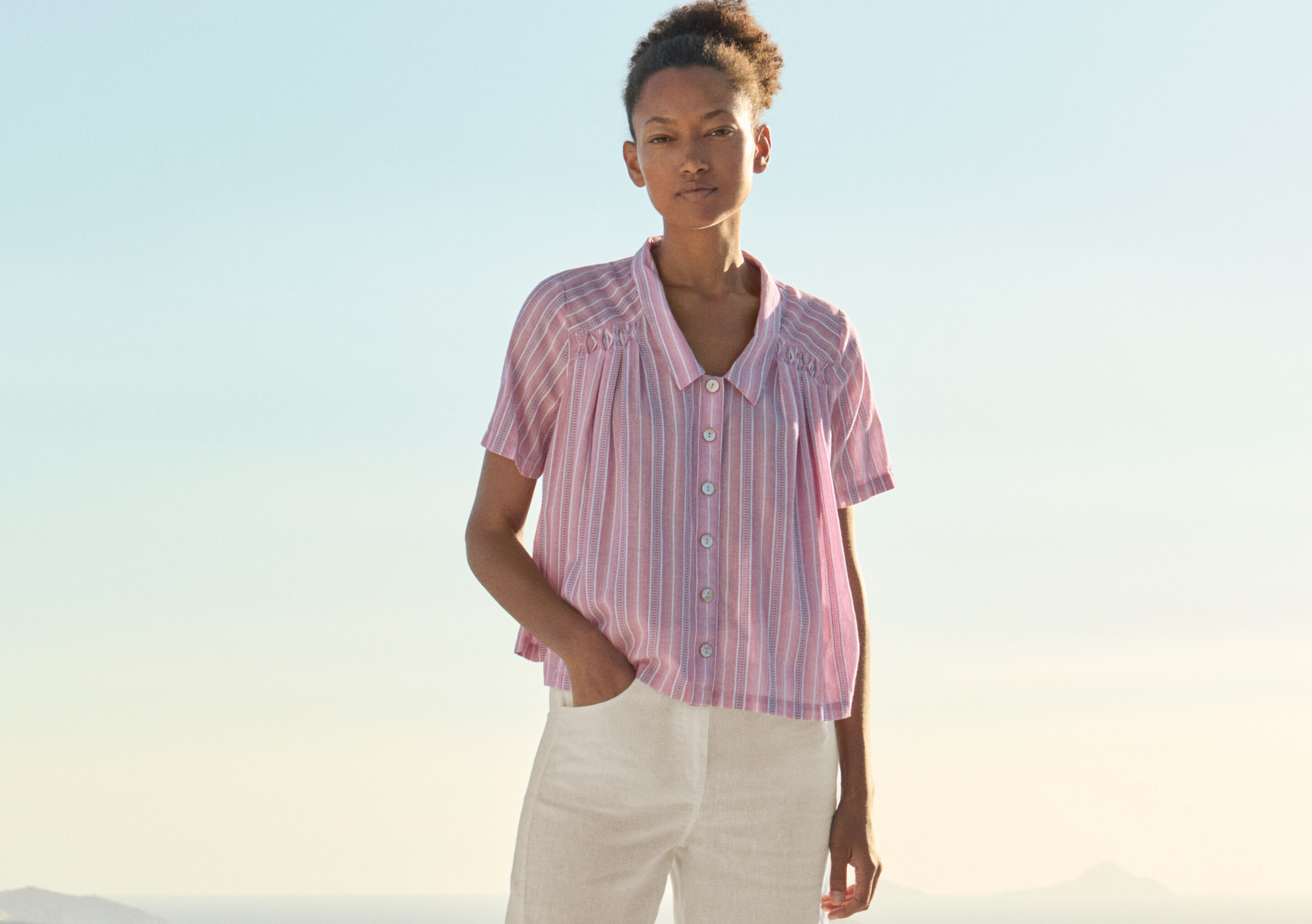 Striped pleated shirt