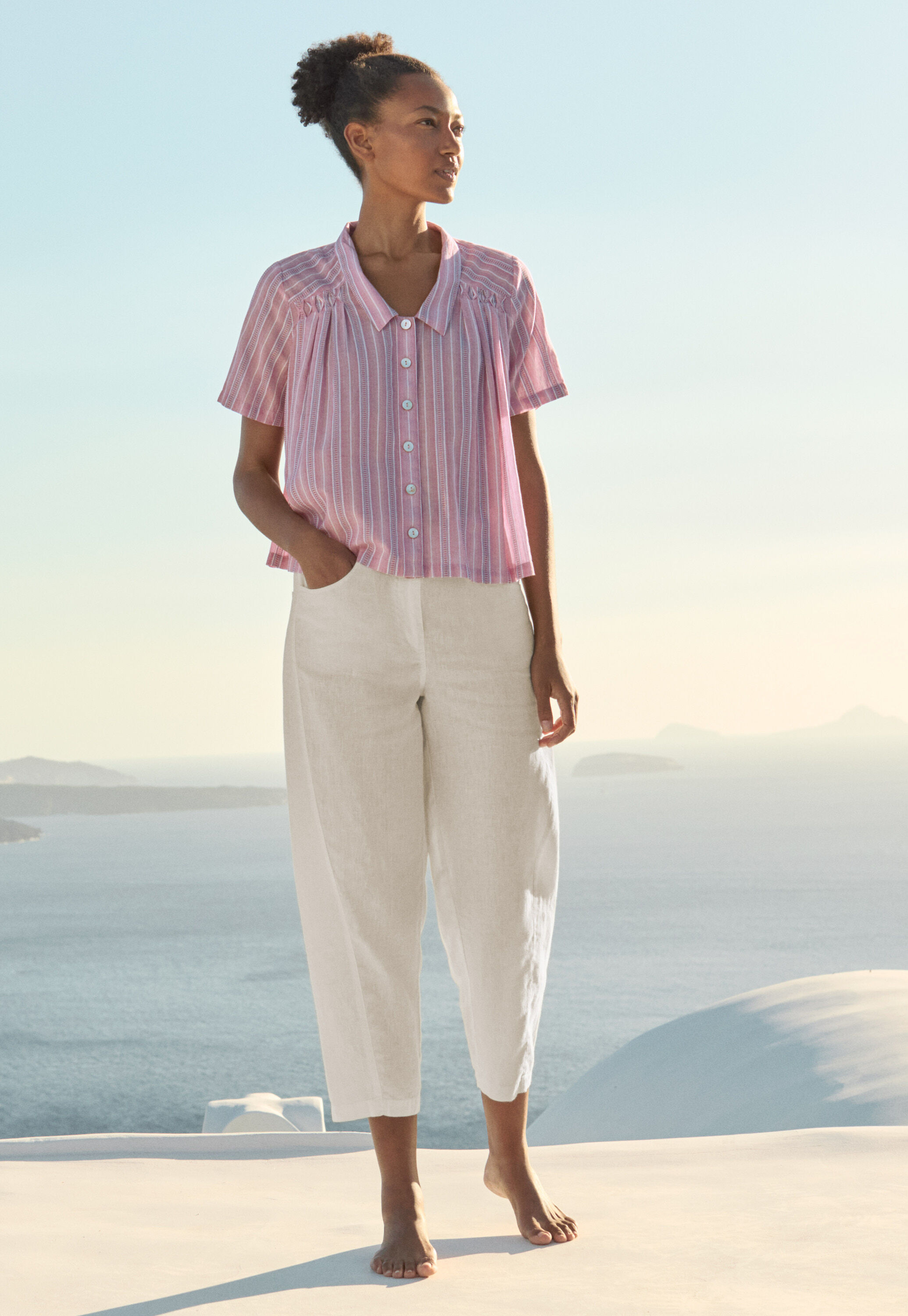 Striped pleated shirt