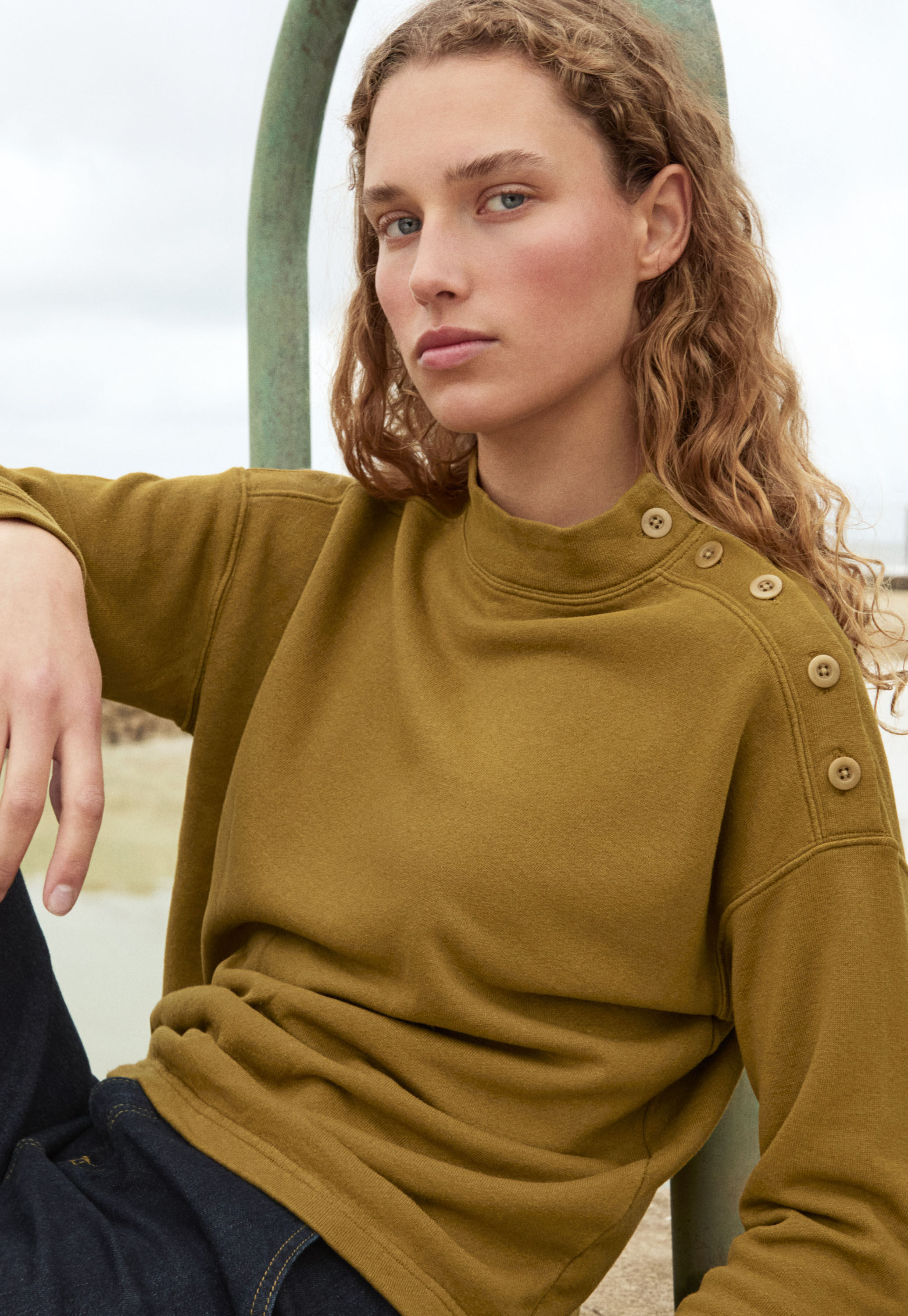 Button-shoulder top