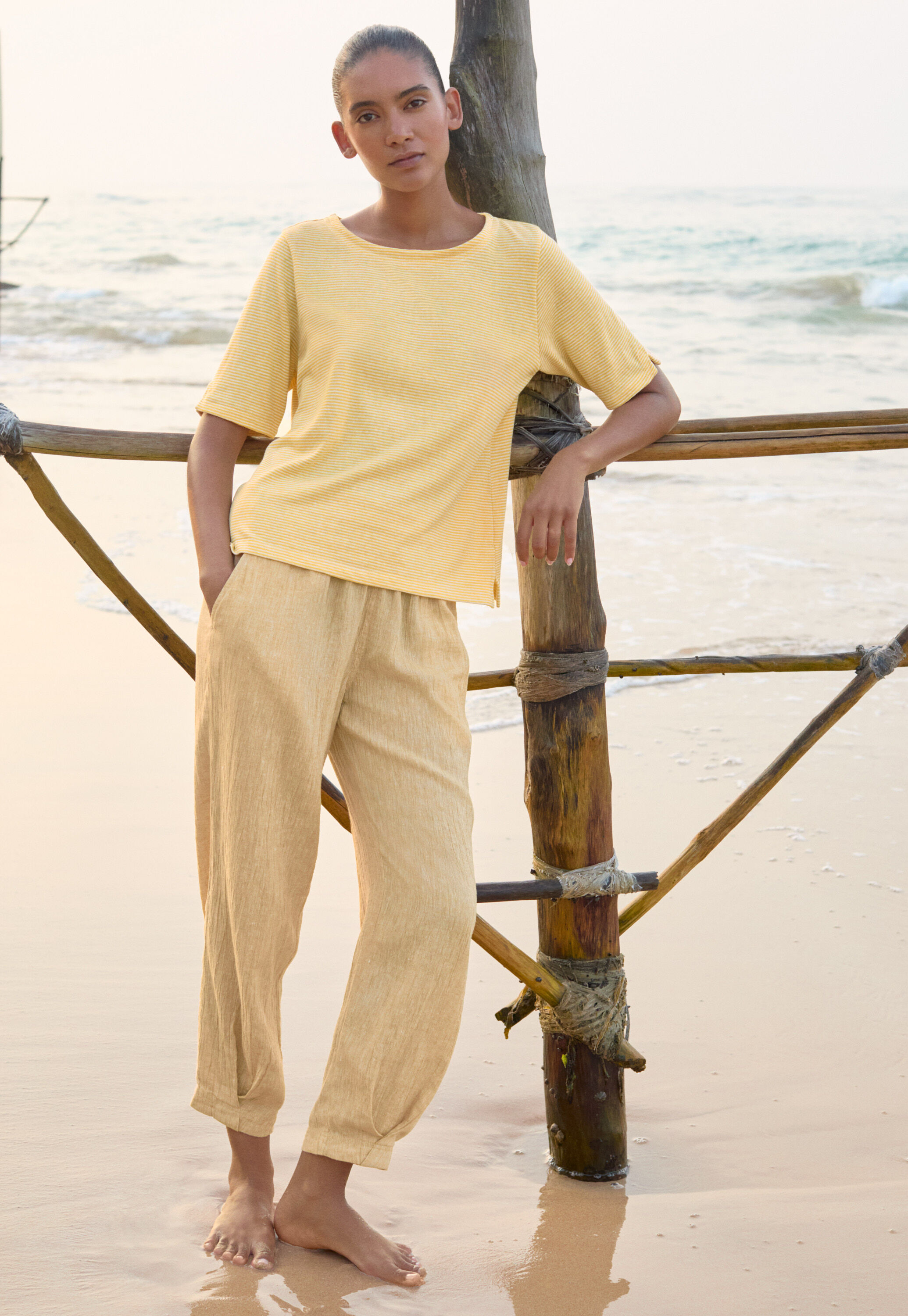 Crinkle tapered trousers