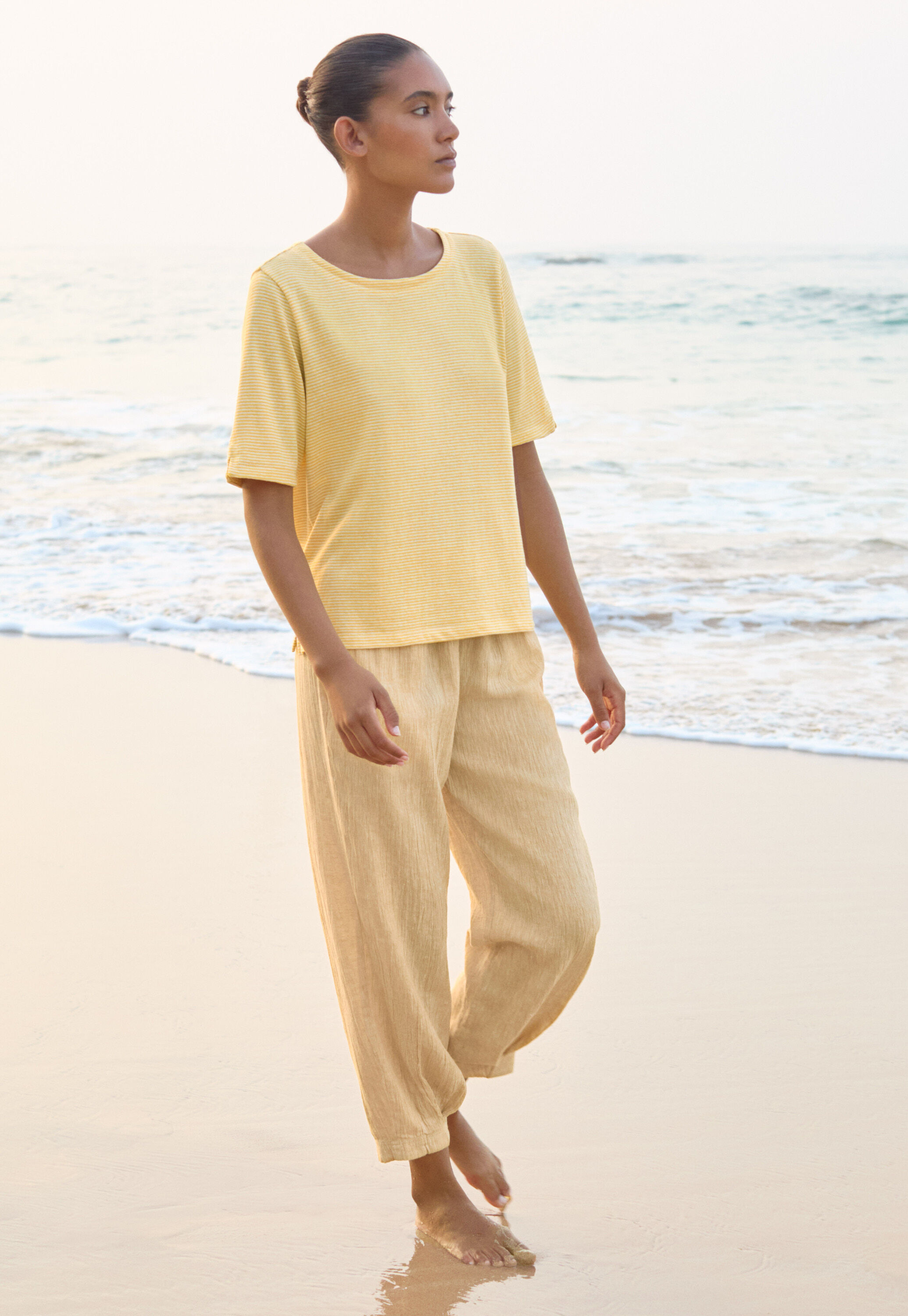 Crinkle tapered trousers