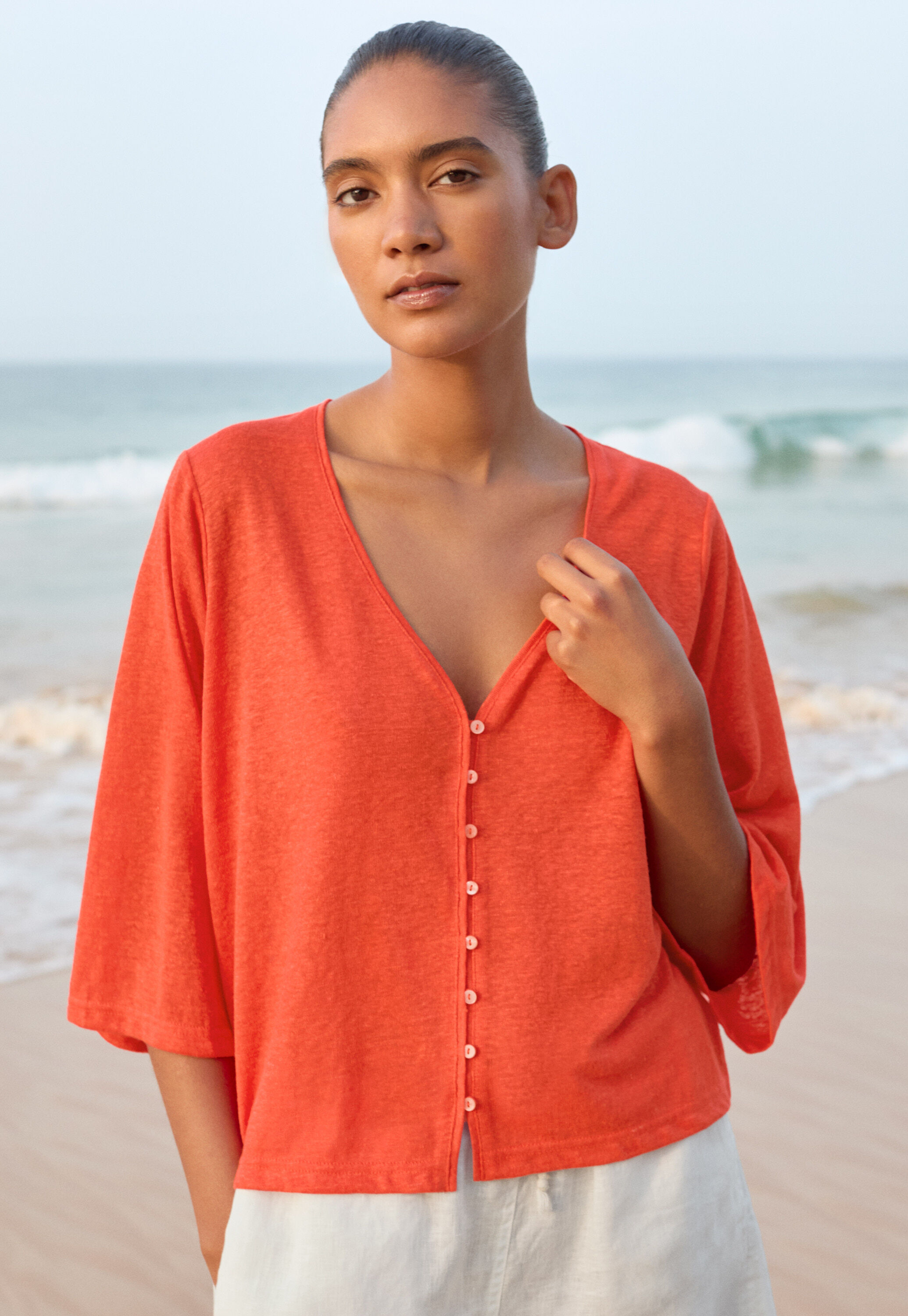 Funnel-neck top