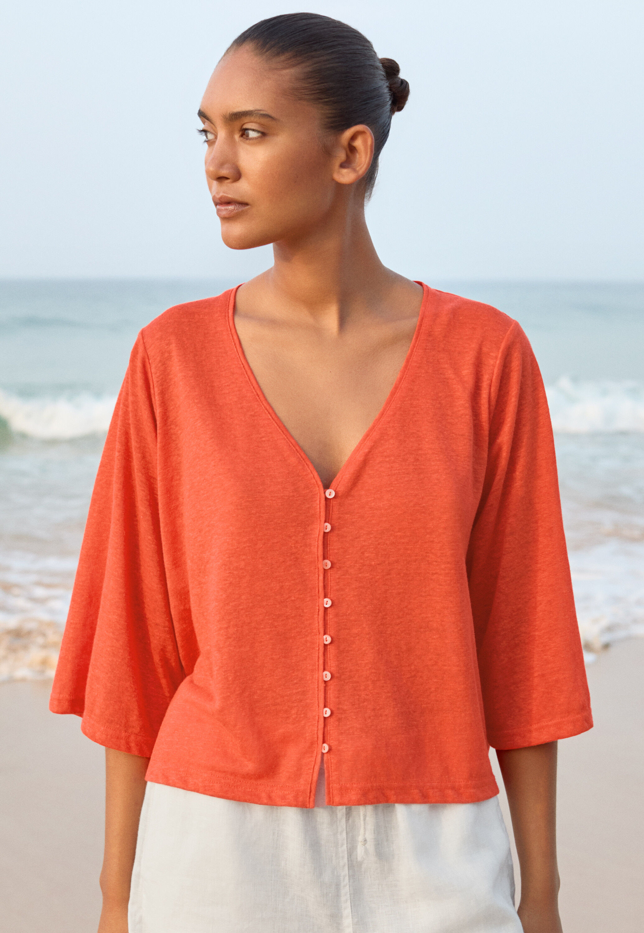 Kimono-style-sleeve jersey top