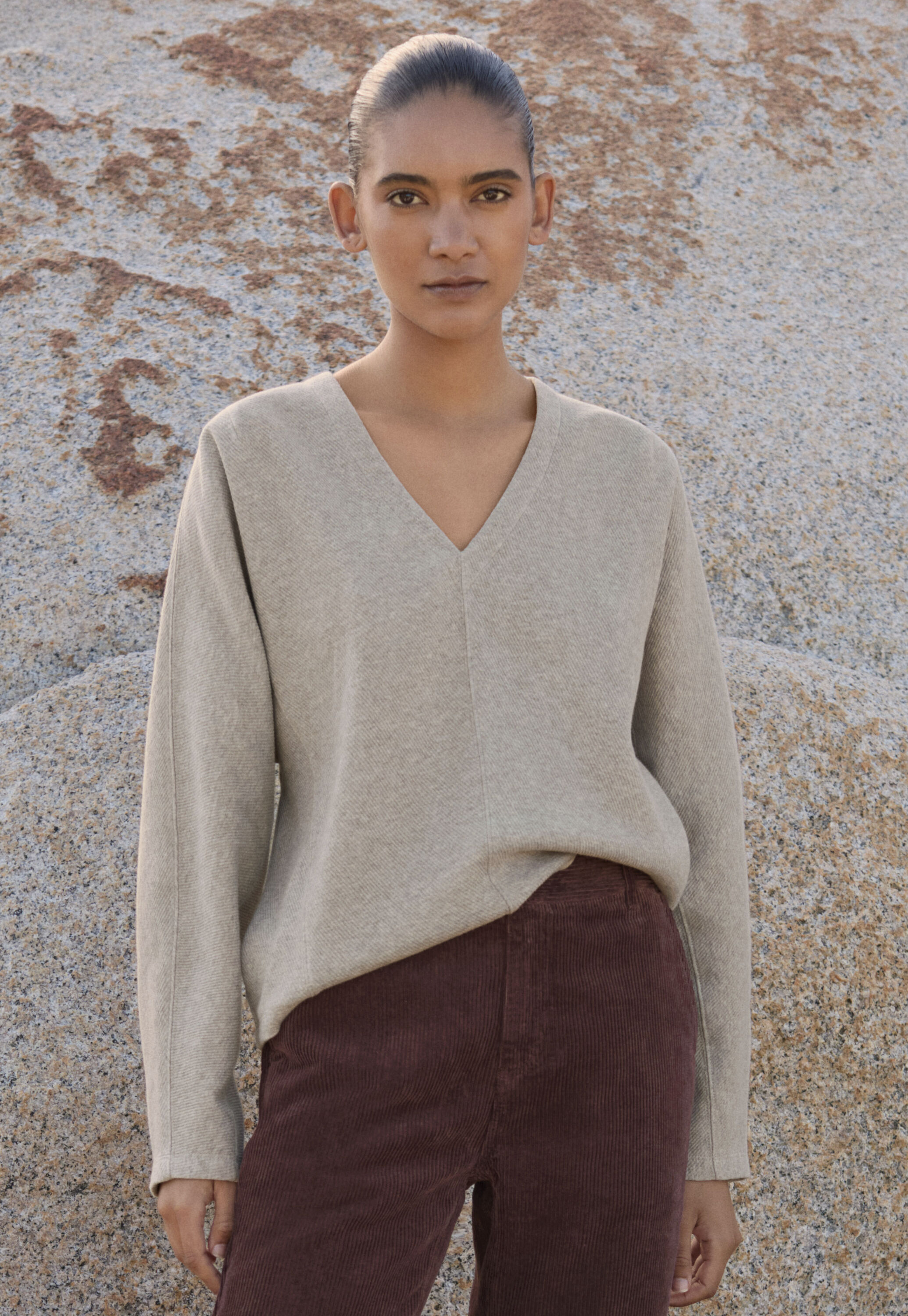 Funnel-neck top