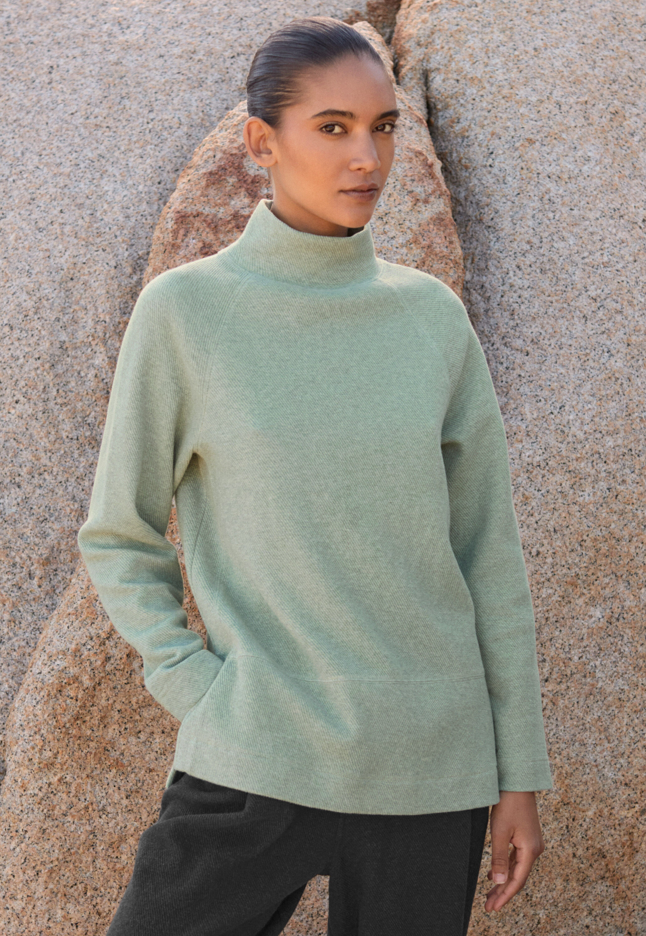 Funnel-neck tunic, Aqua mint, large