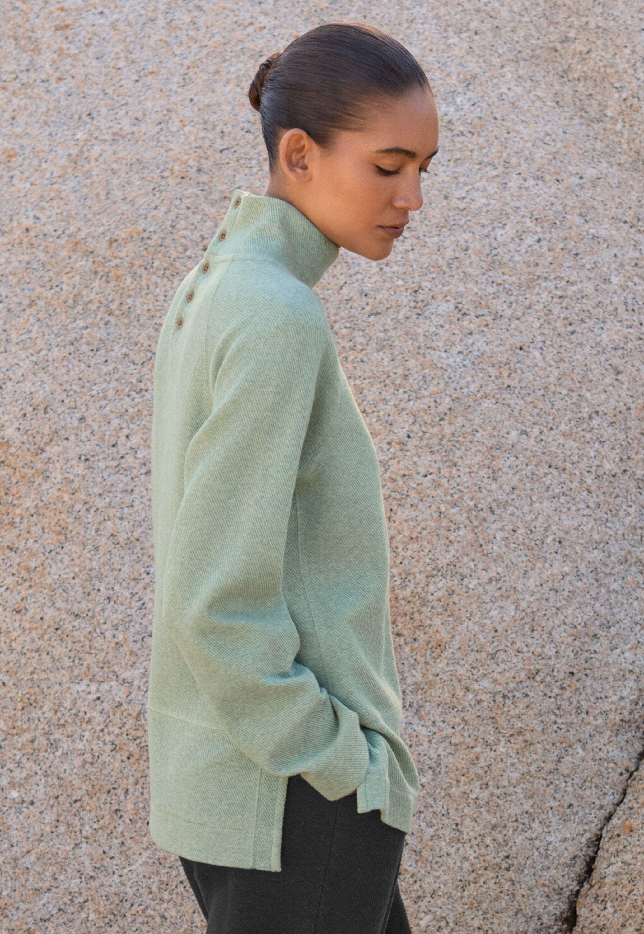 Funnel-neck tunic, Aqua mint, large