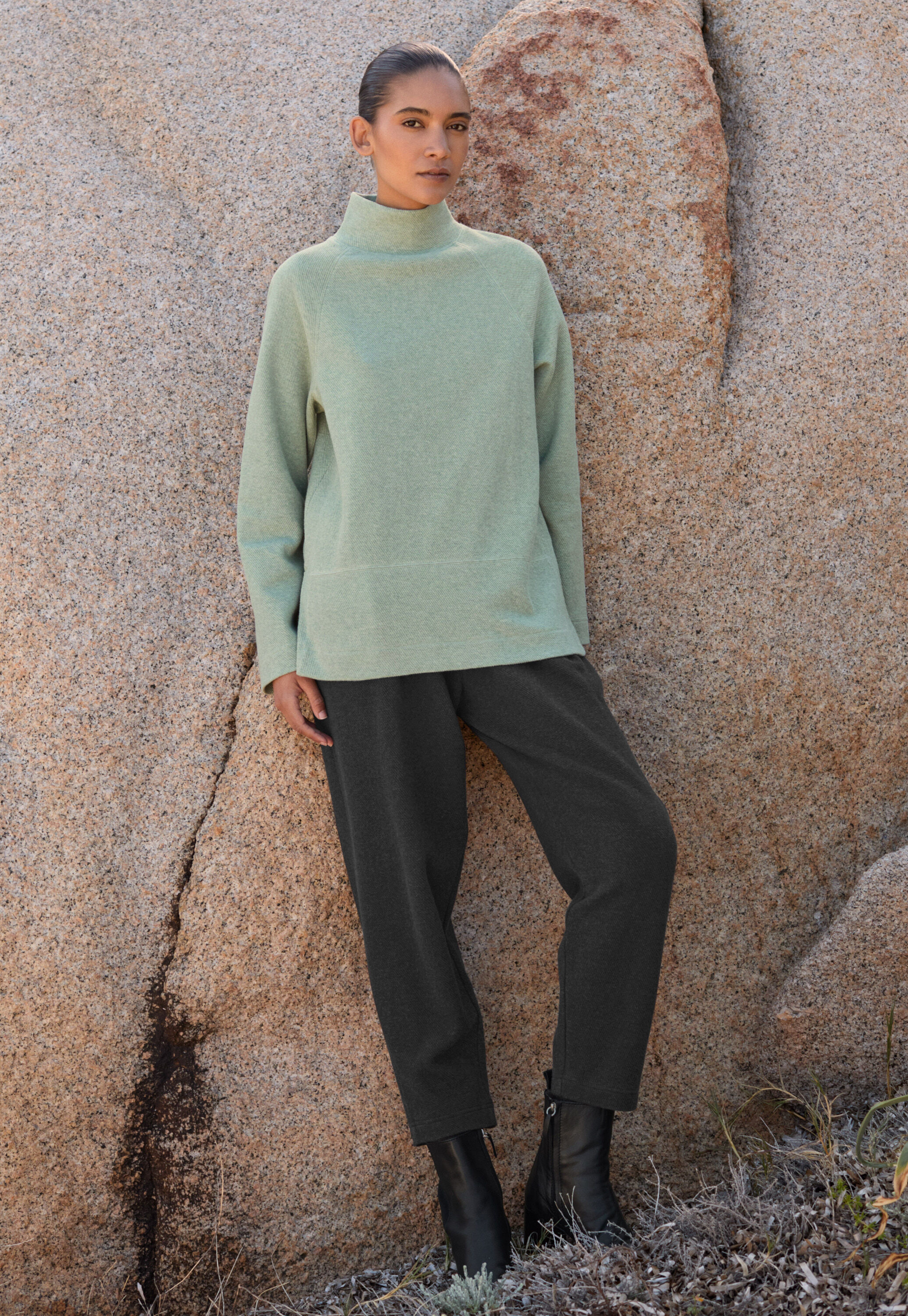 Funnel-neck tunic, Aqua mint, large