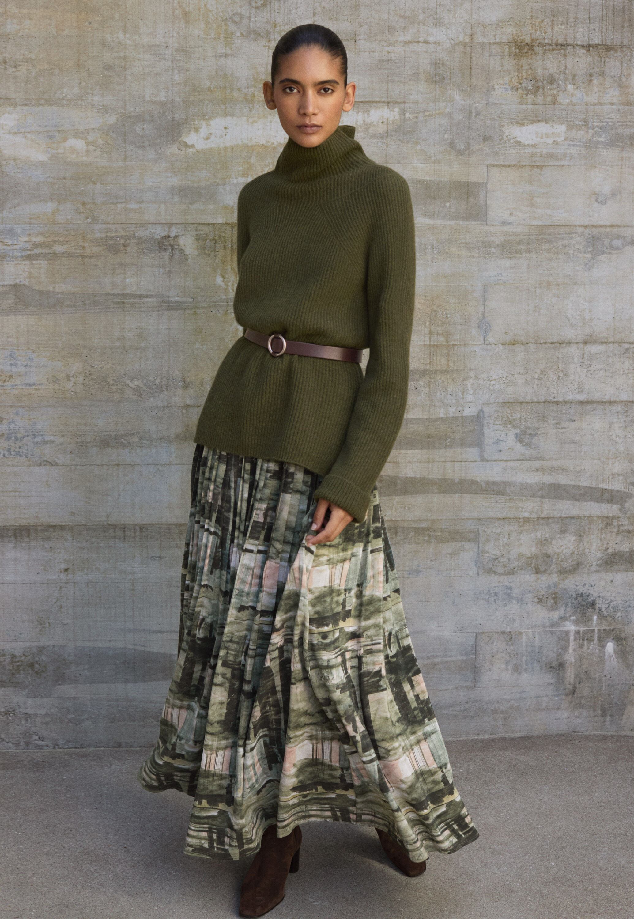 Printed silk skirt