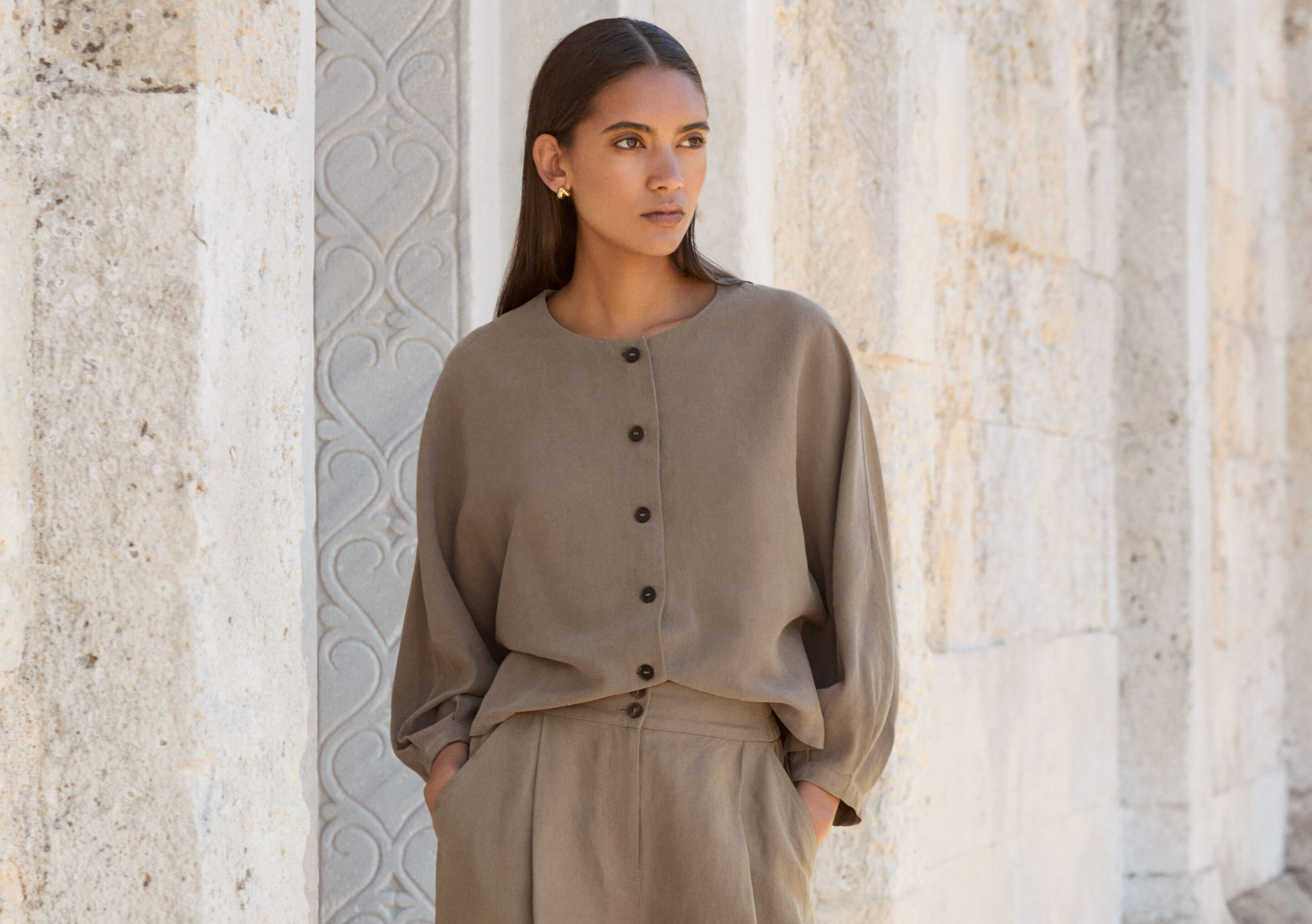 Peplum-detail dress