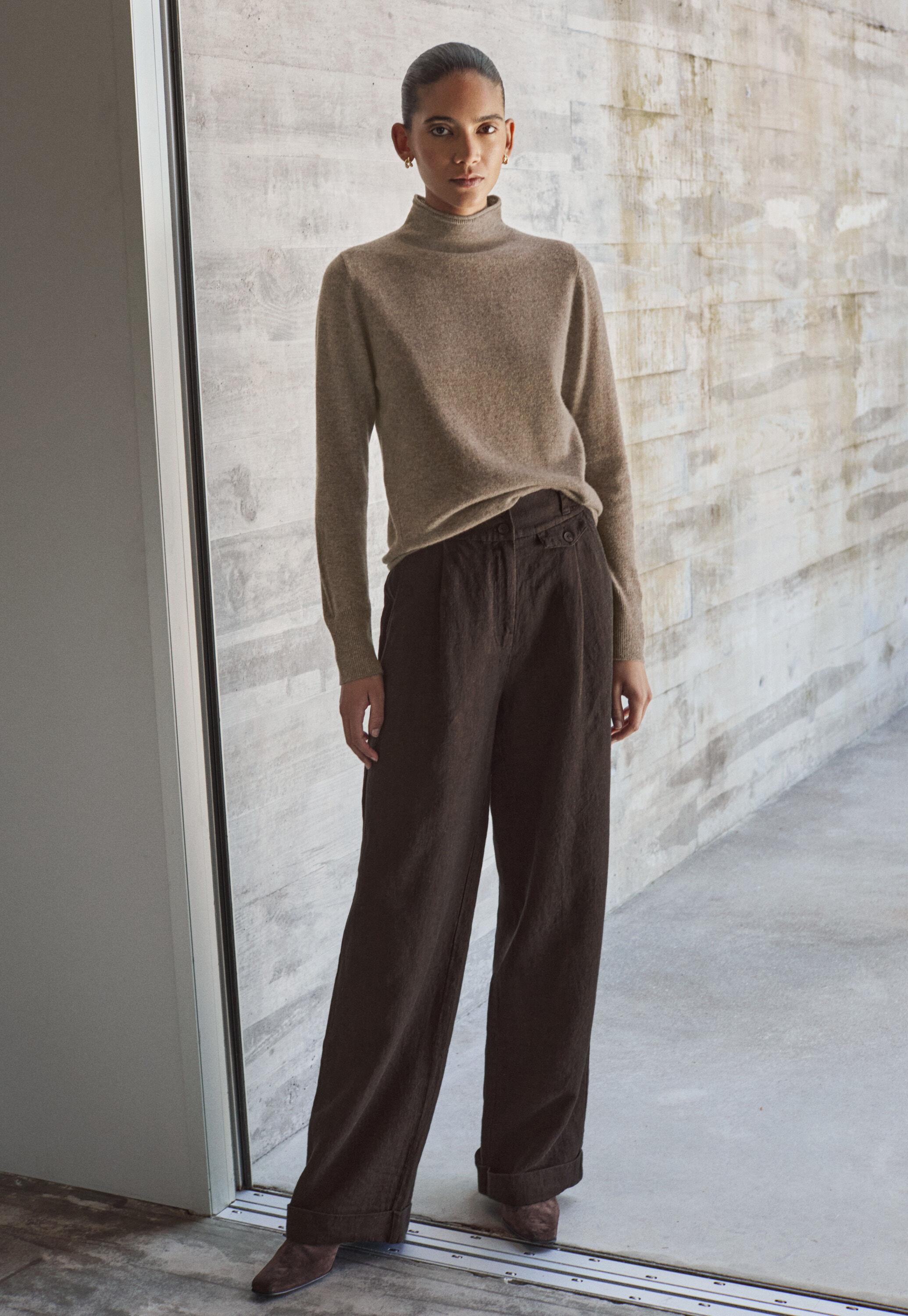 Slim funnel-neck sweater