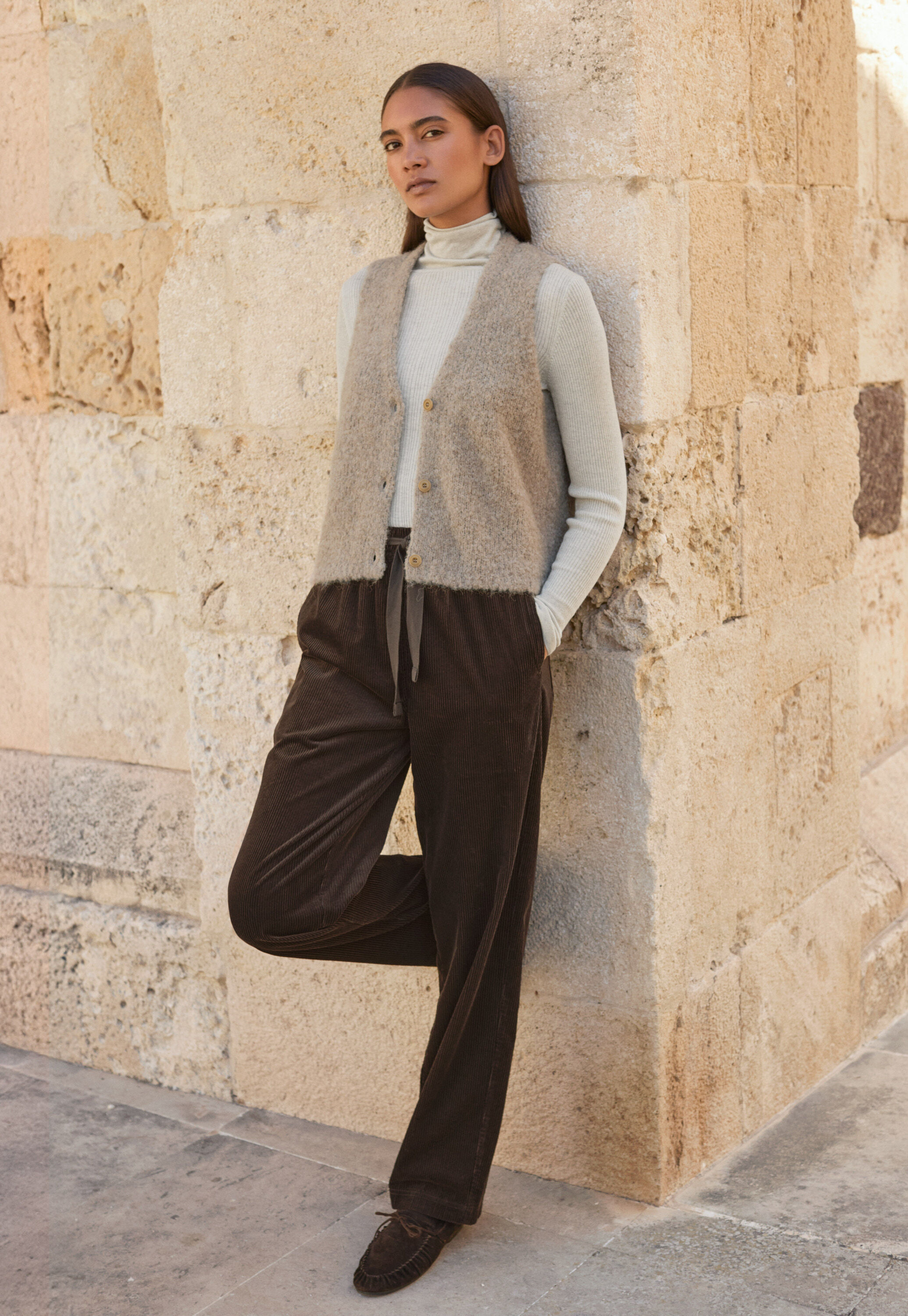 Boucl&eacute; waistcoat