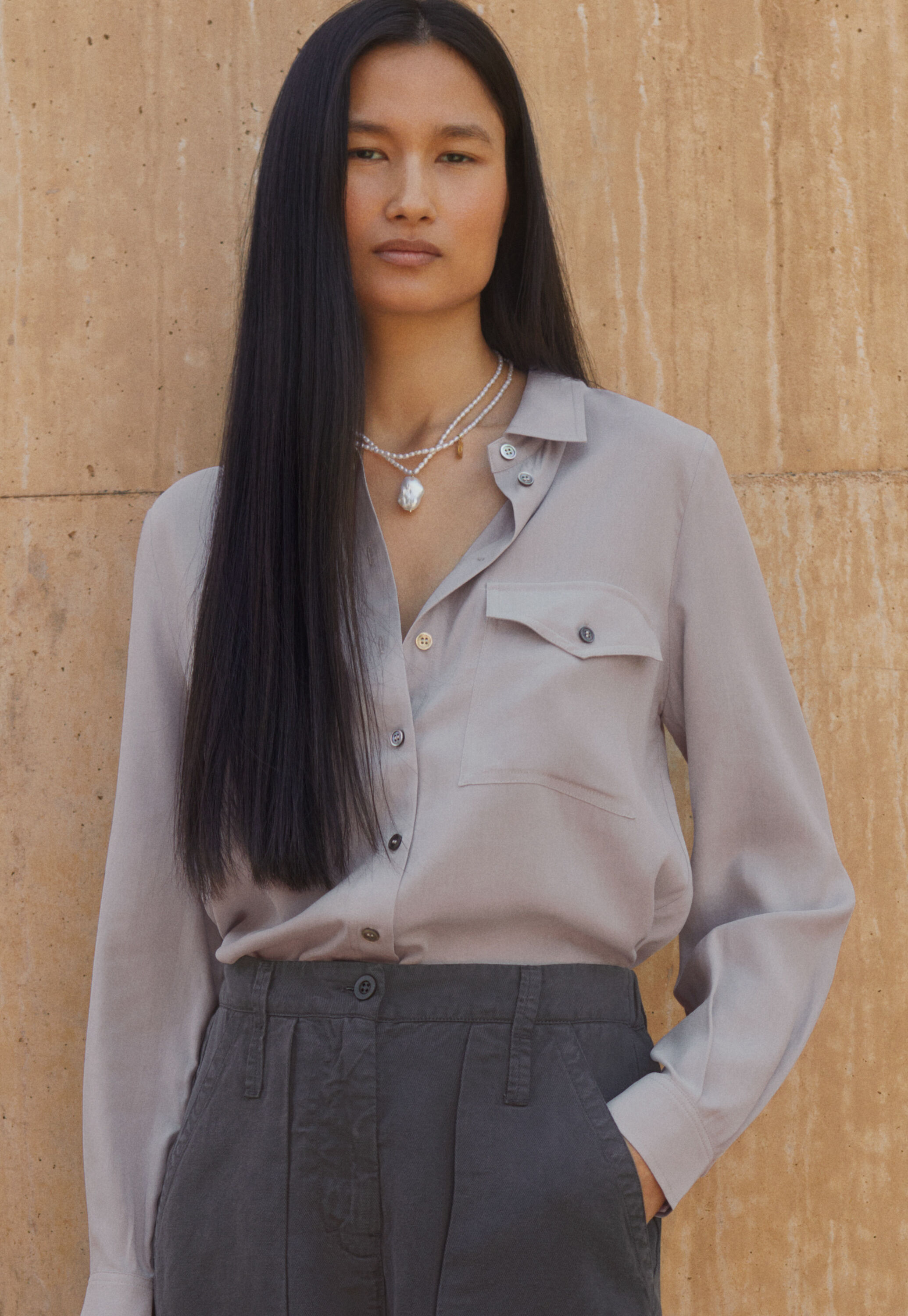 Patch pocket blouse