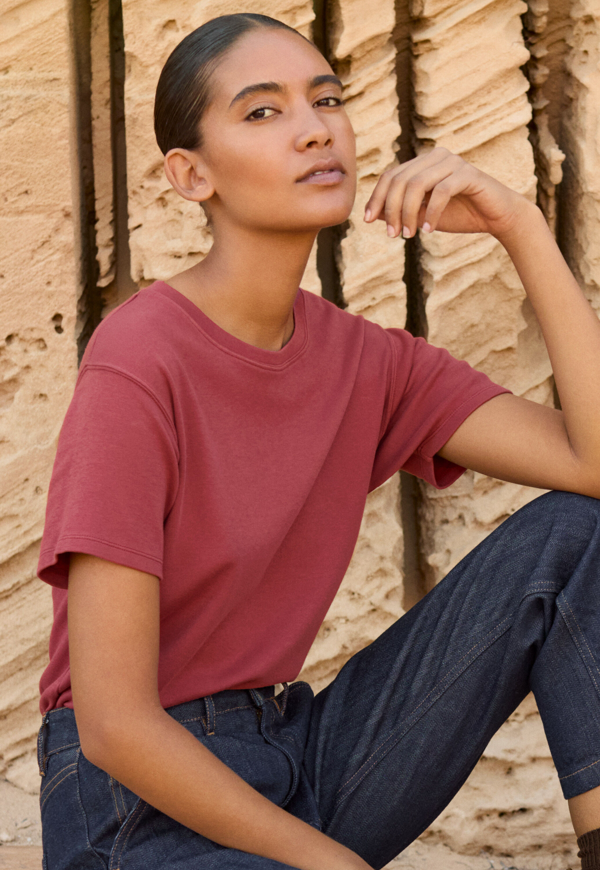 Funnel-neck top