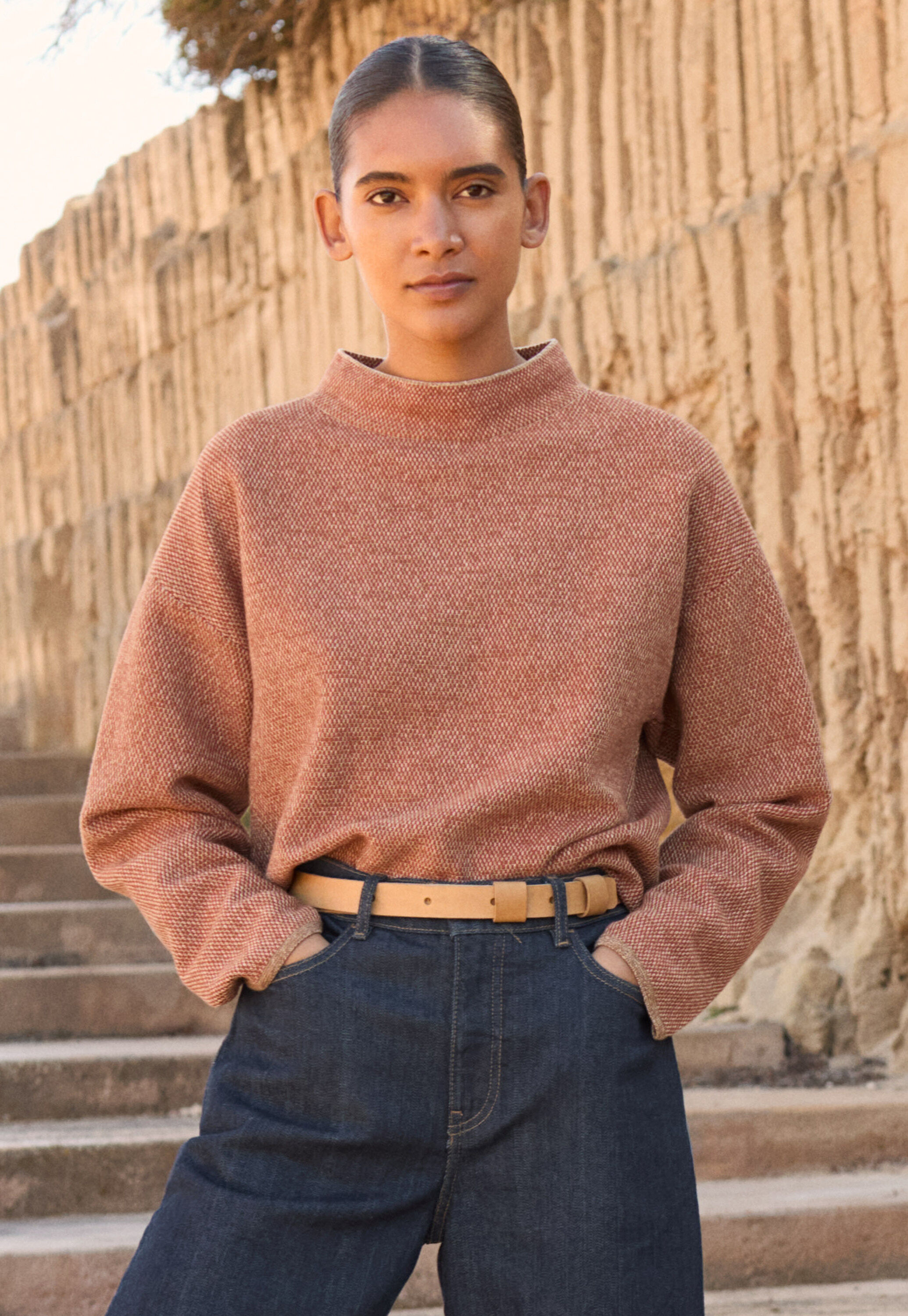 Inlay-stitch sweater