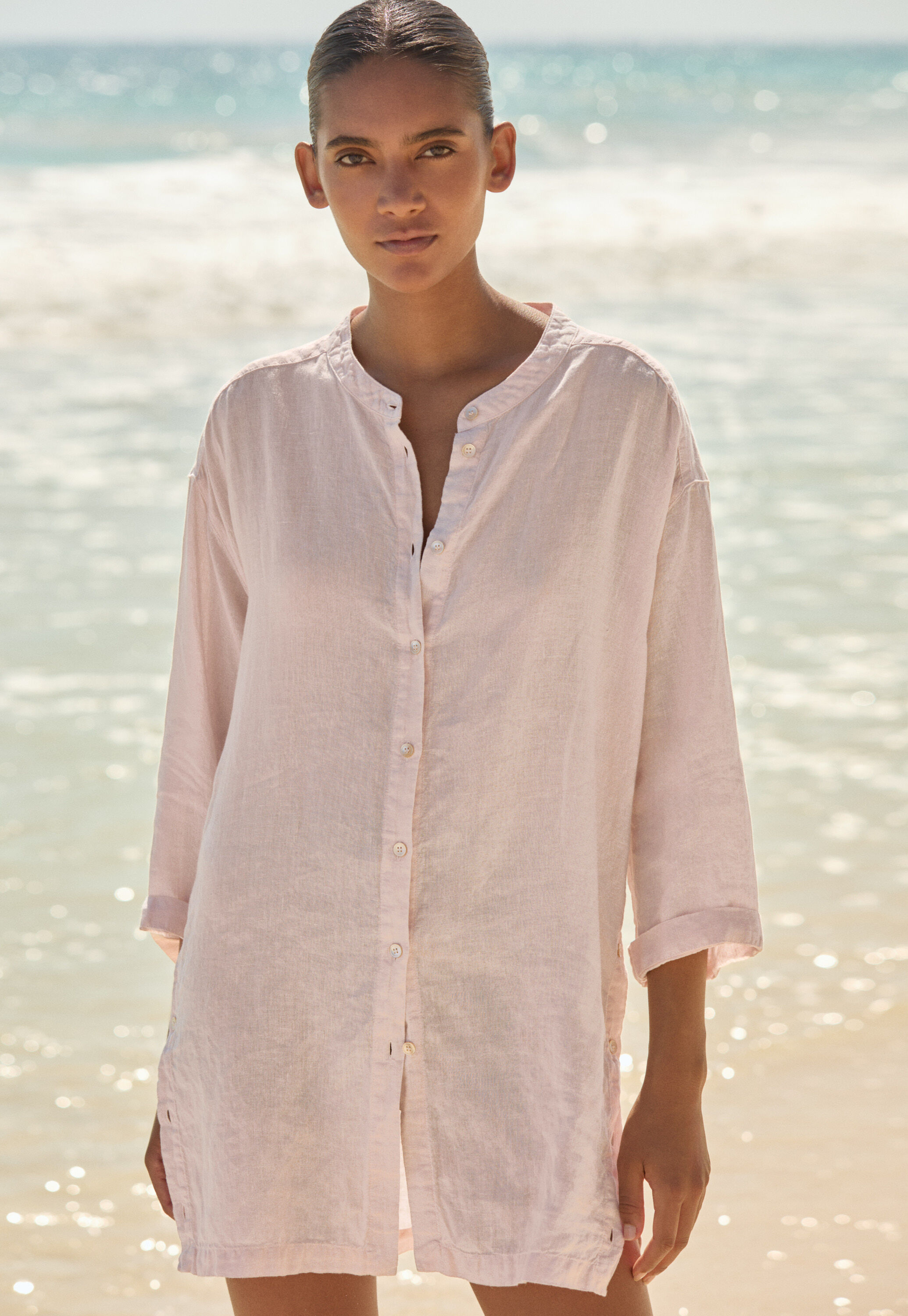 Long side-button shirt