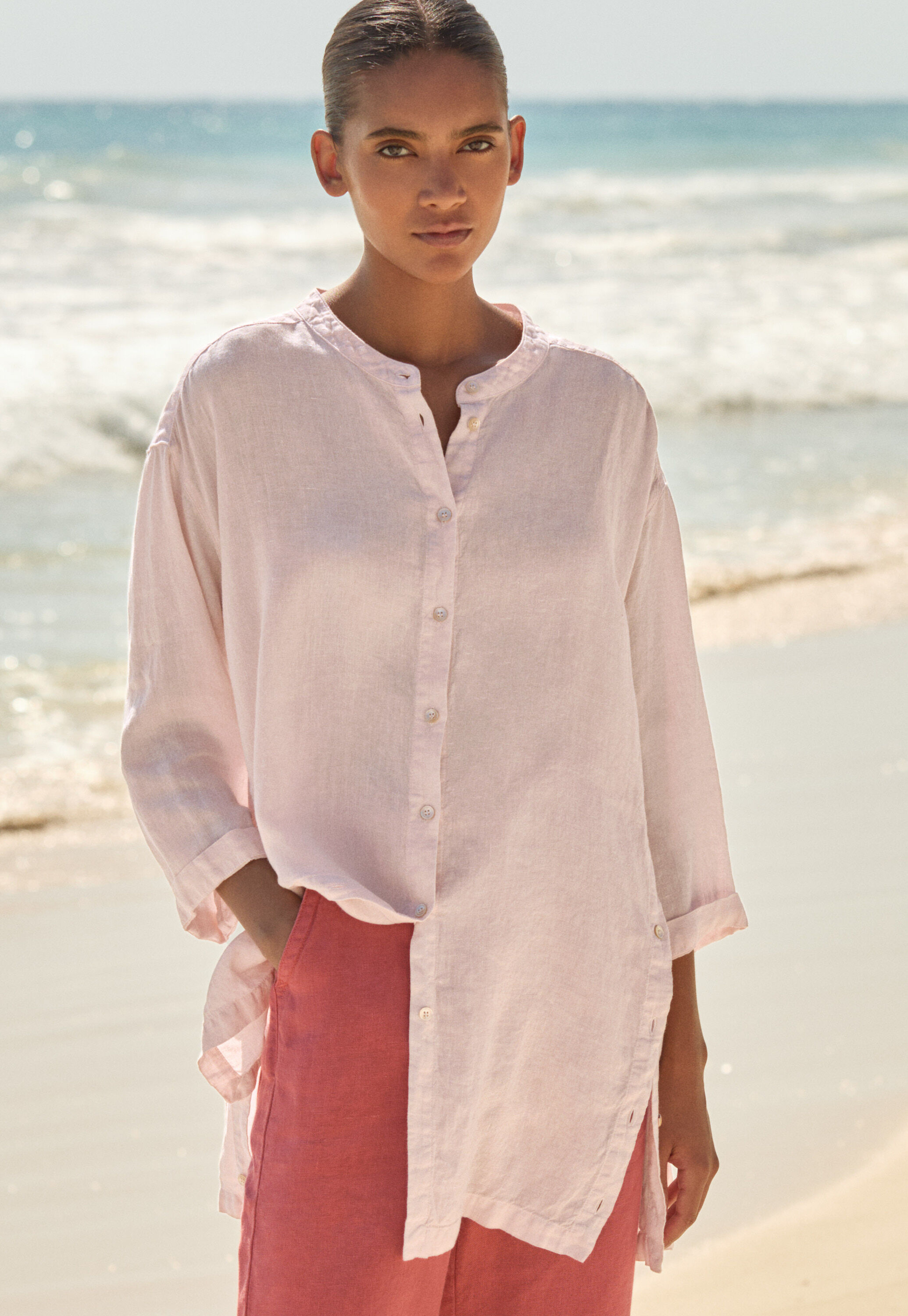 Long side-button shirt