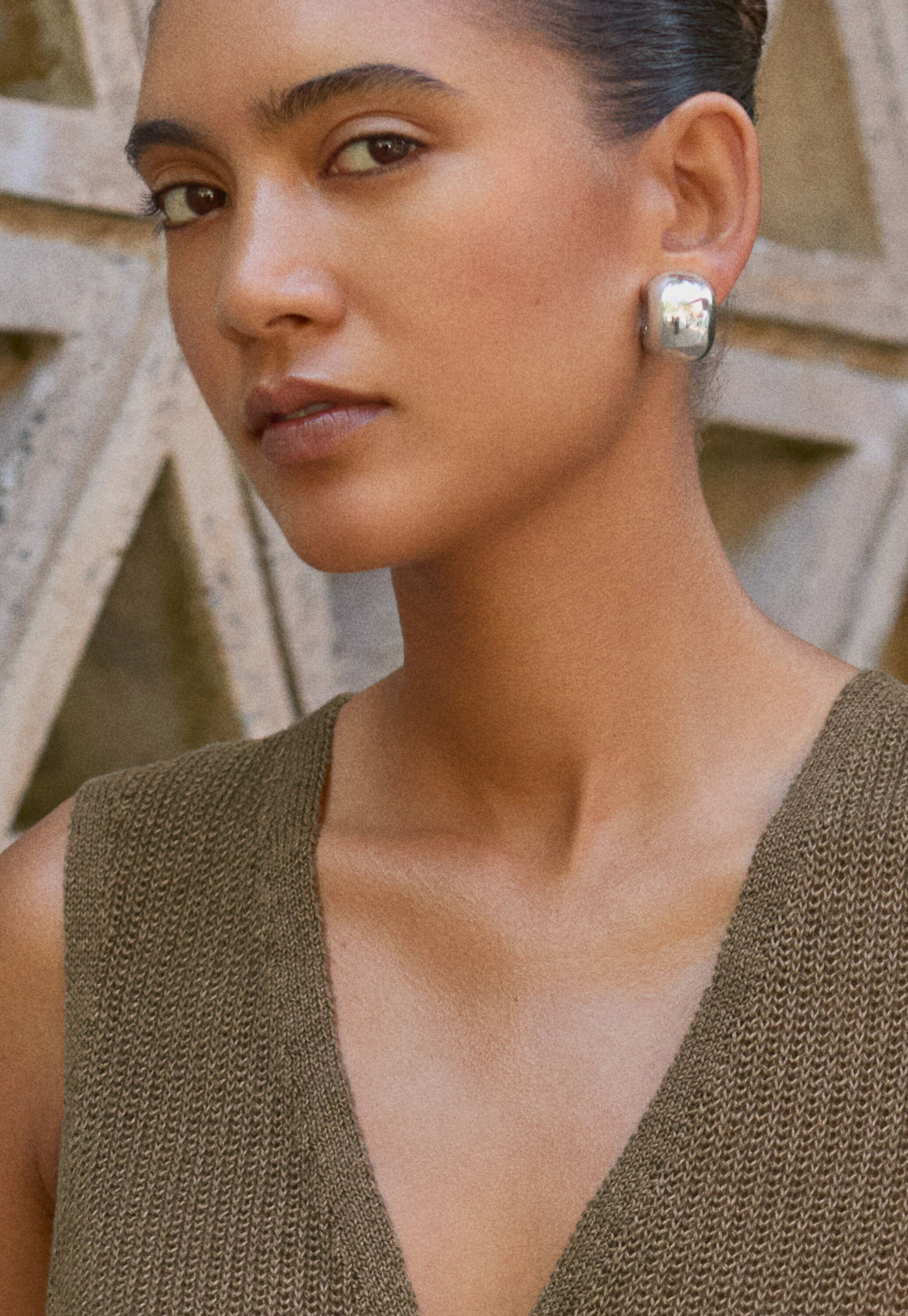 Earrings, Silver, large
