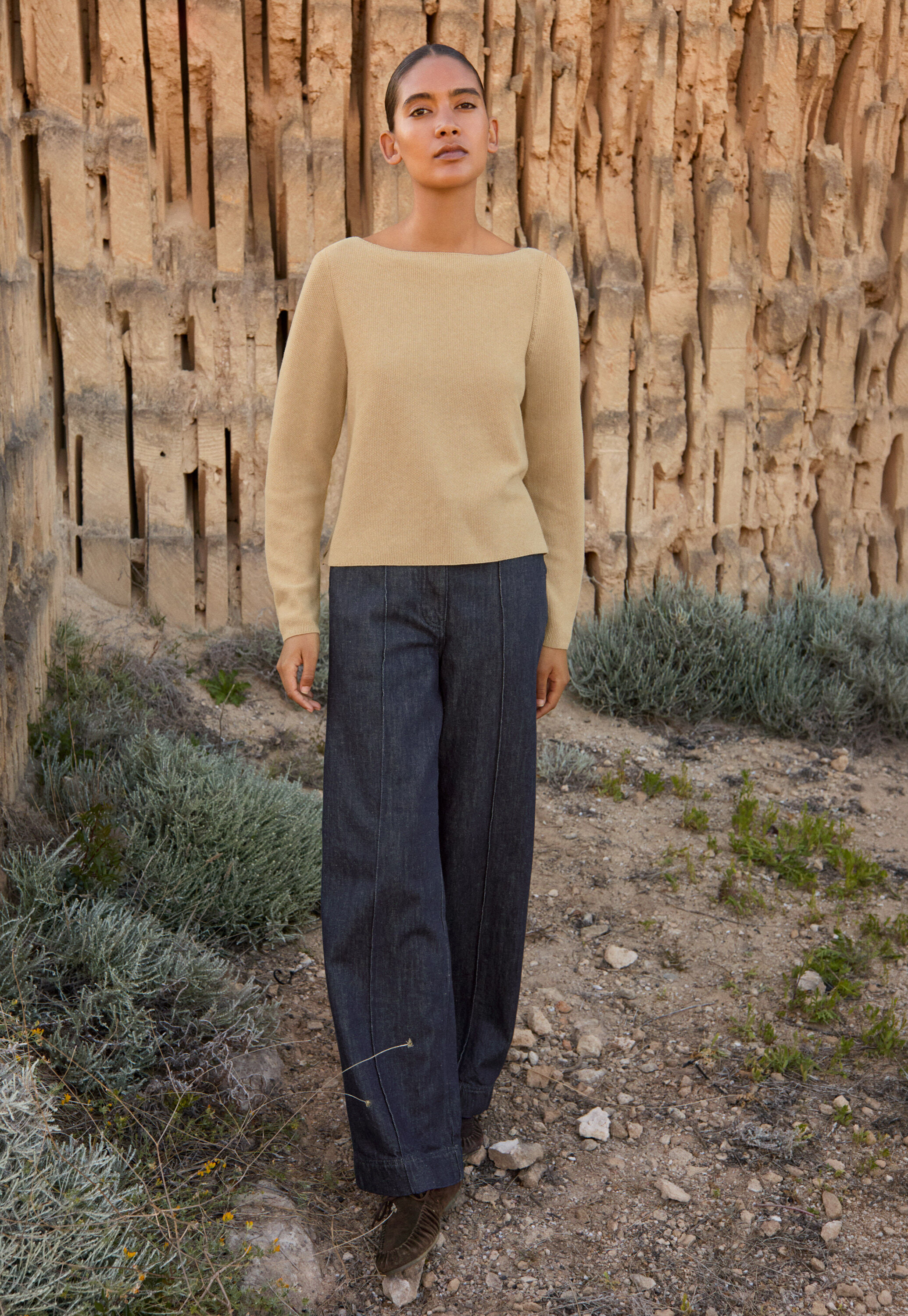 Boat-neck sweater, Pale corn, large