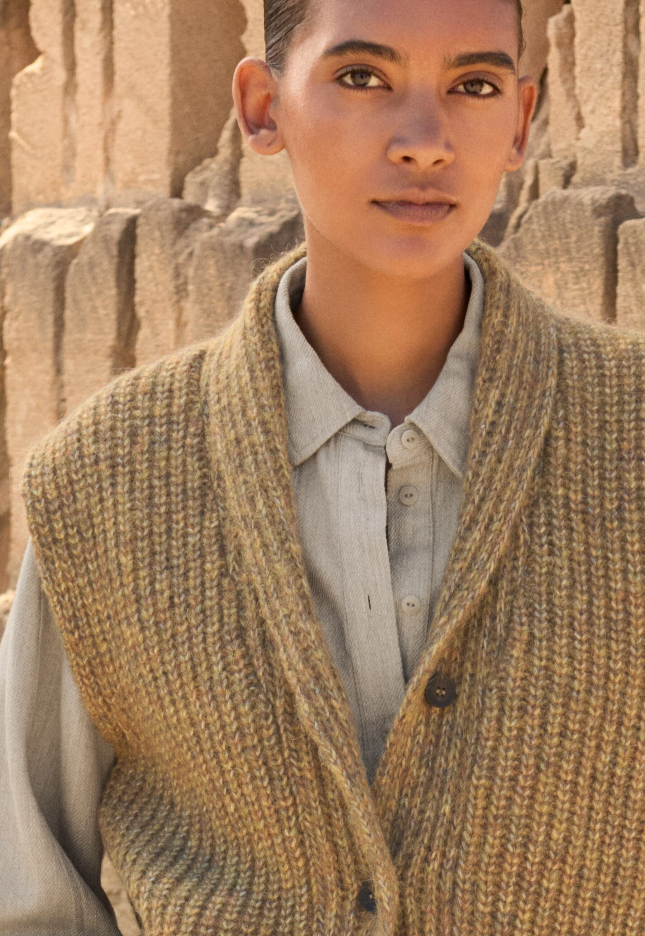 Shawl-collar cardigan