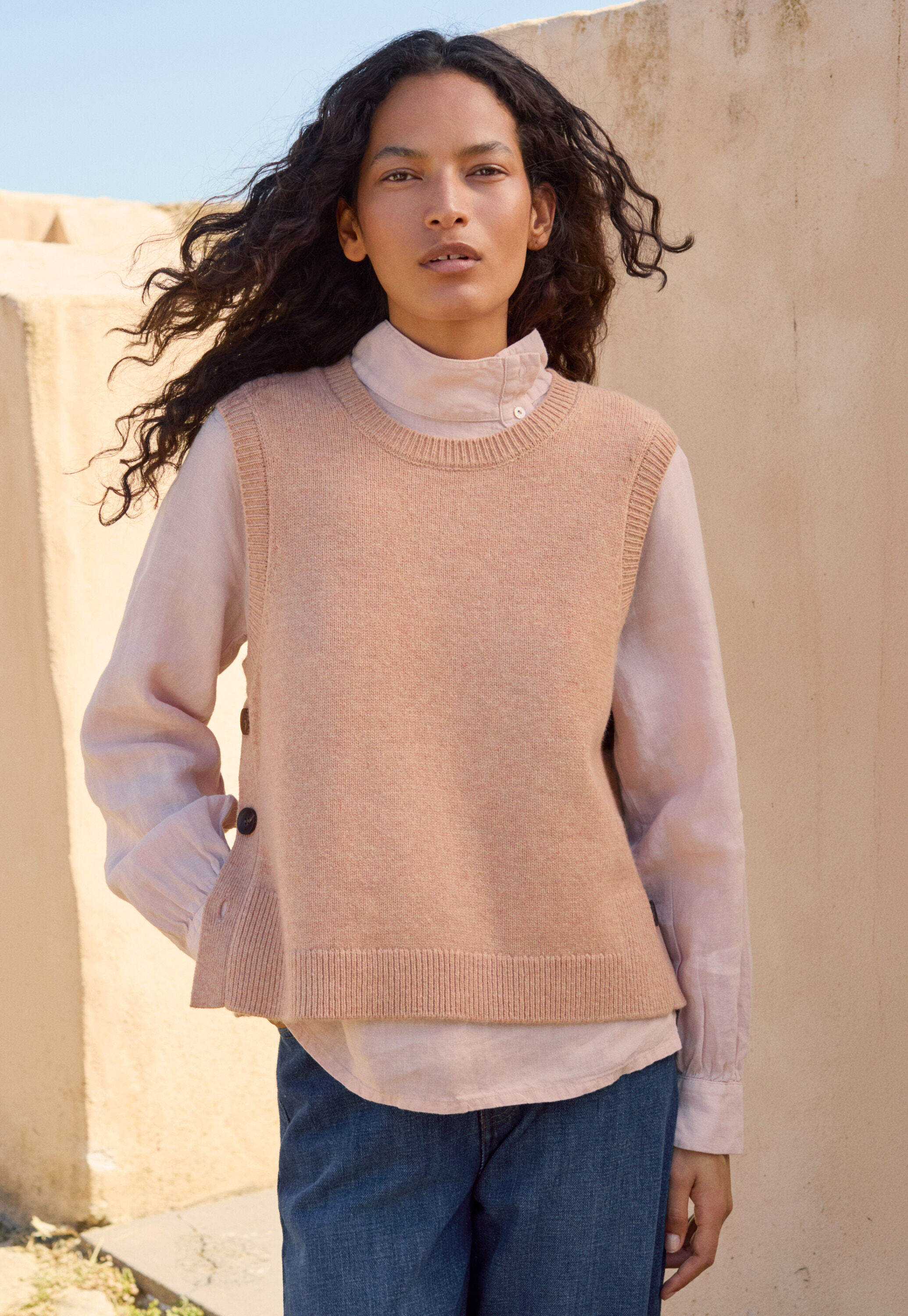 Funnel neck blouse, Cloud pink, large