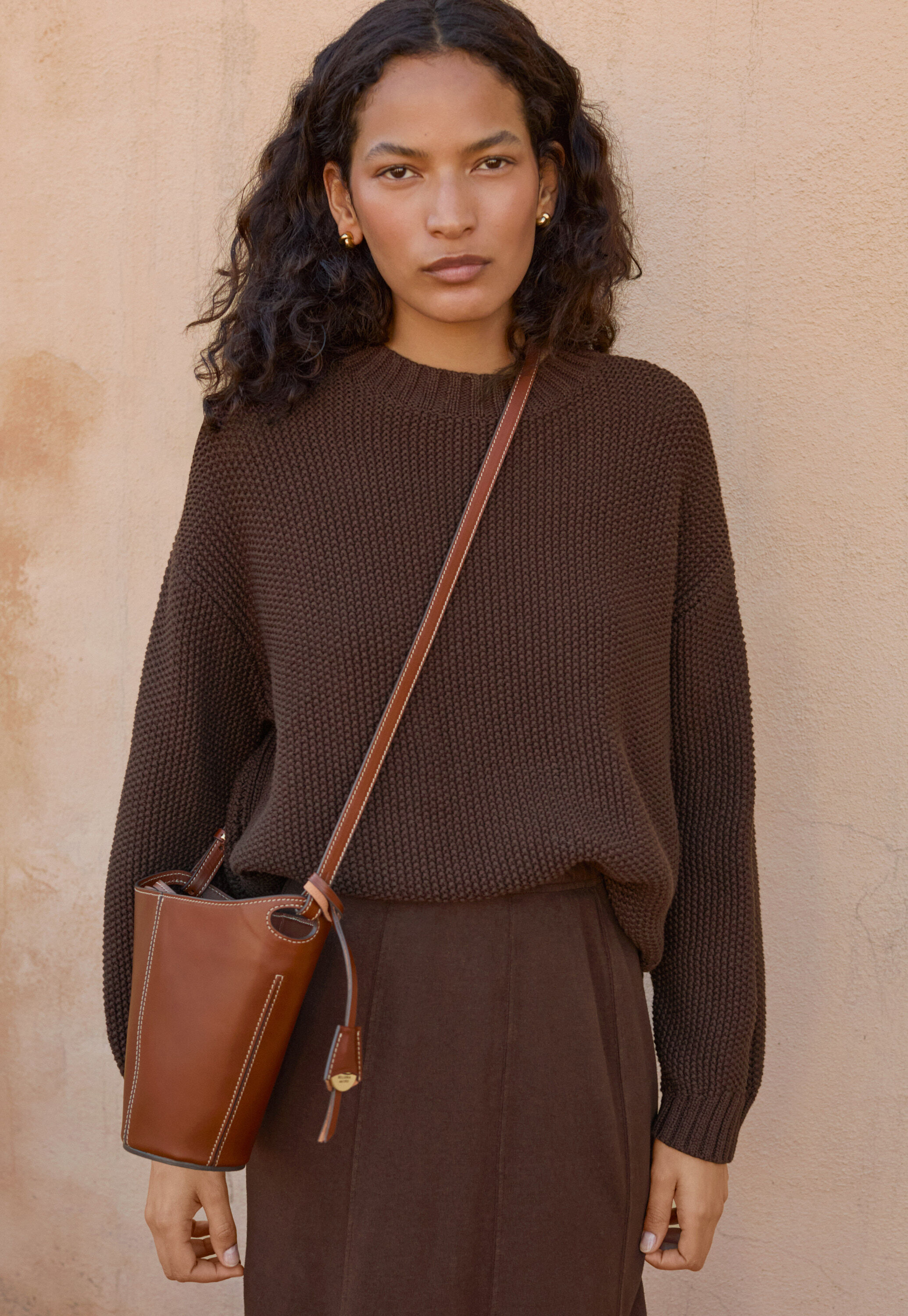 Moss-stitch sweater, Claret, large