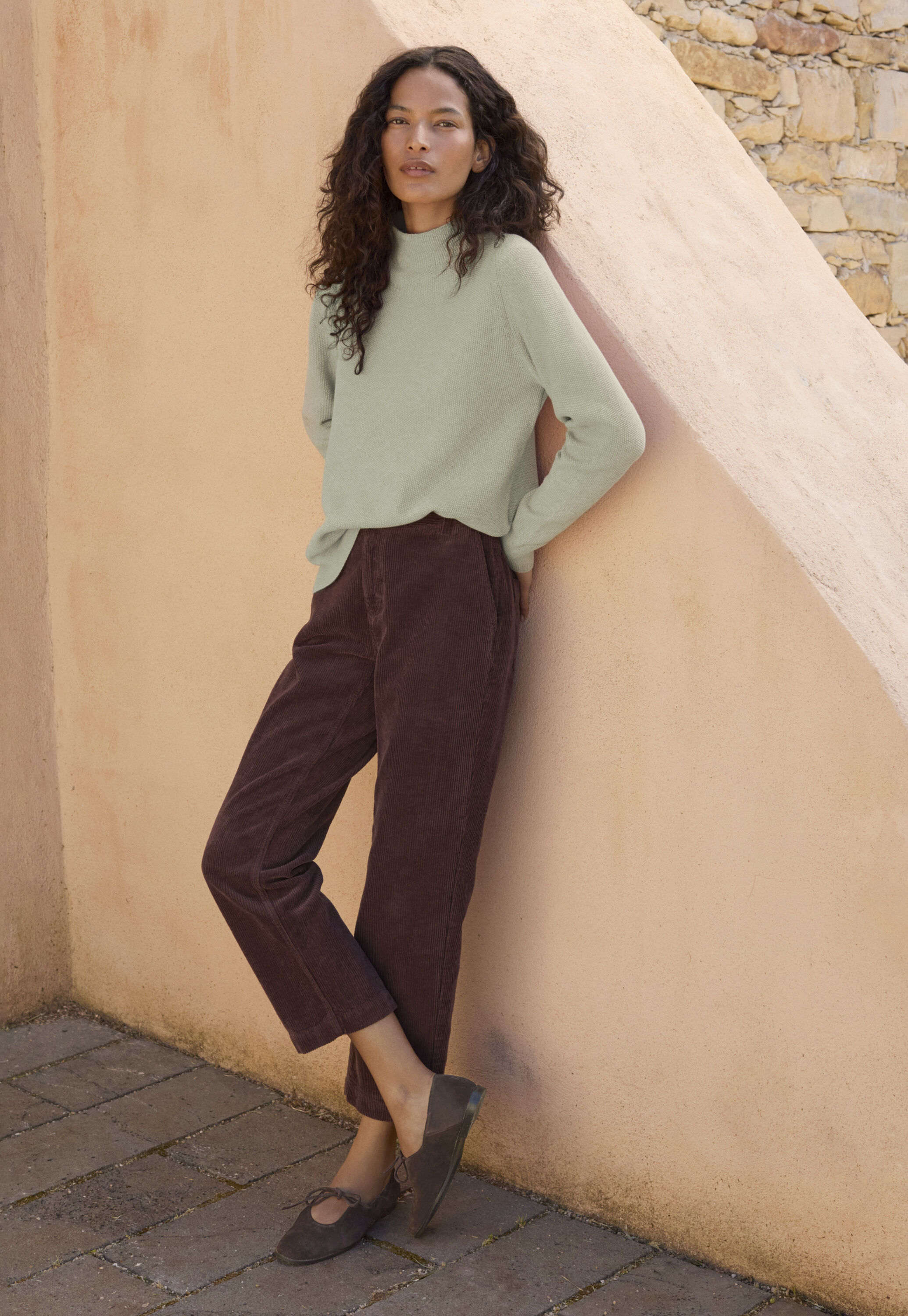 Slim cropped trousers, Soft aubergine, large