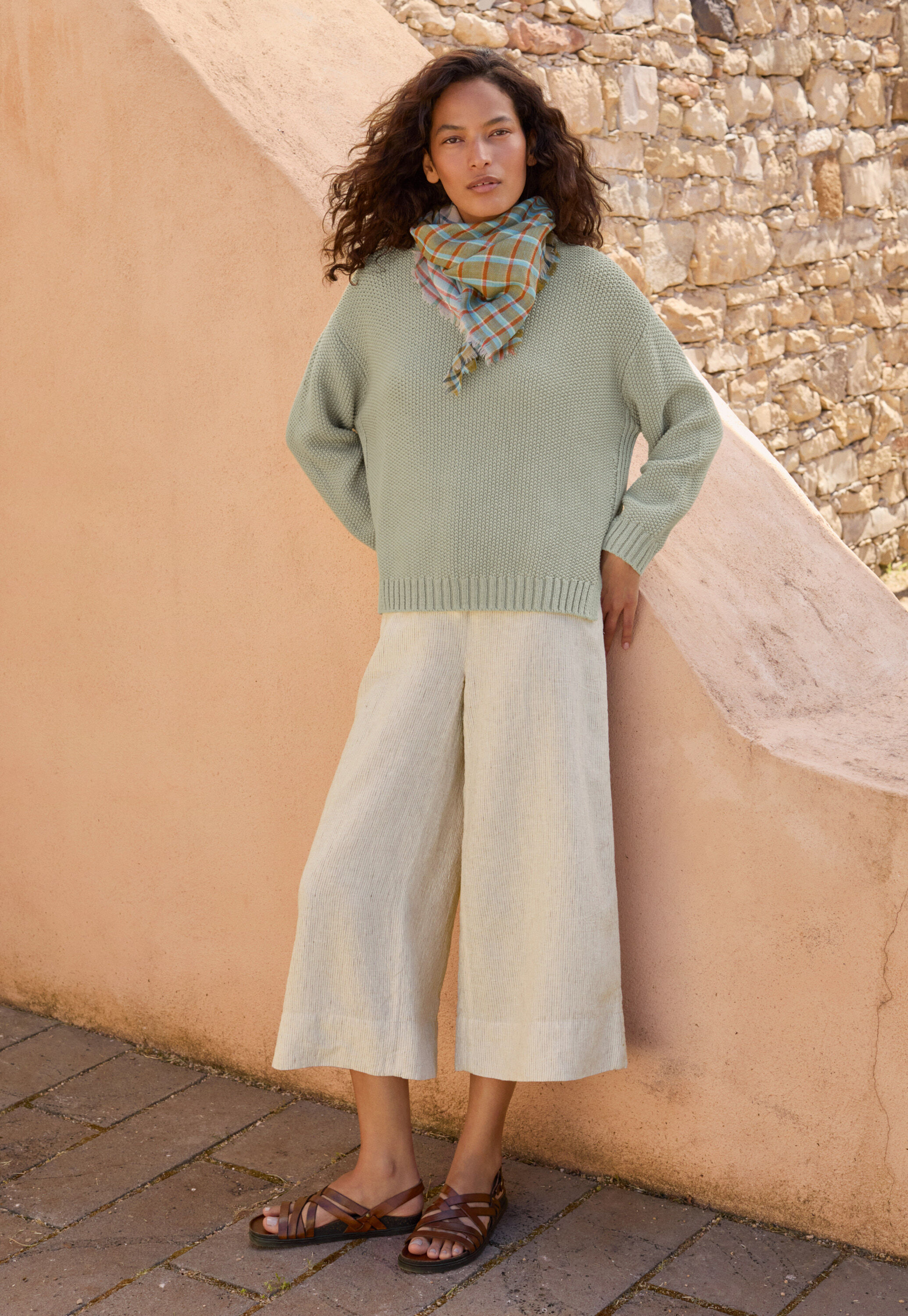 Wide & cropped trousers, Natural, large