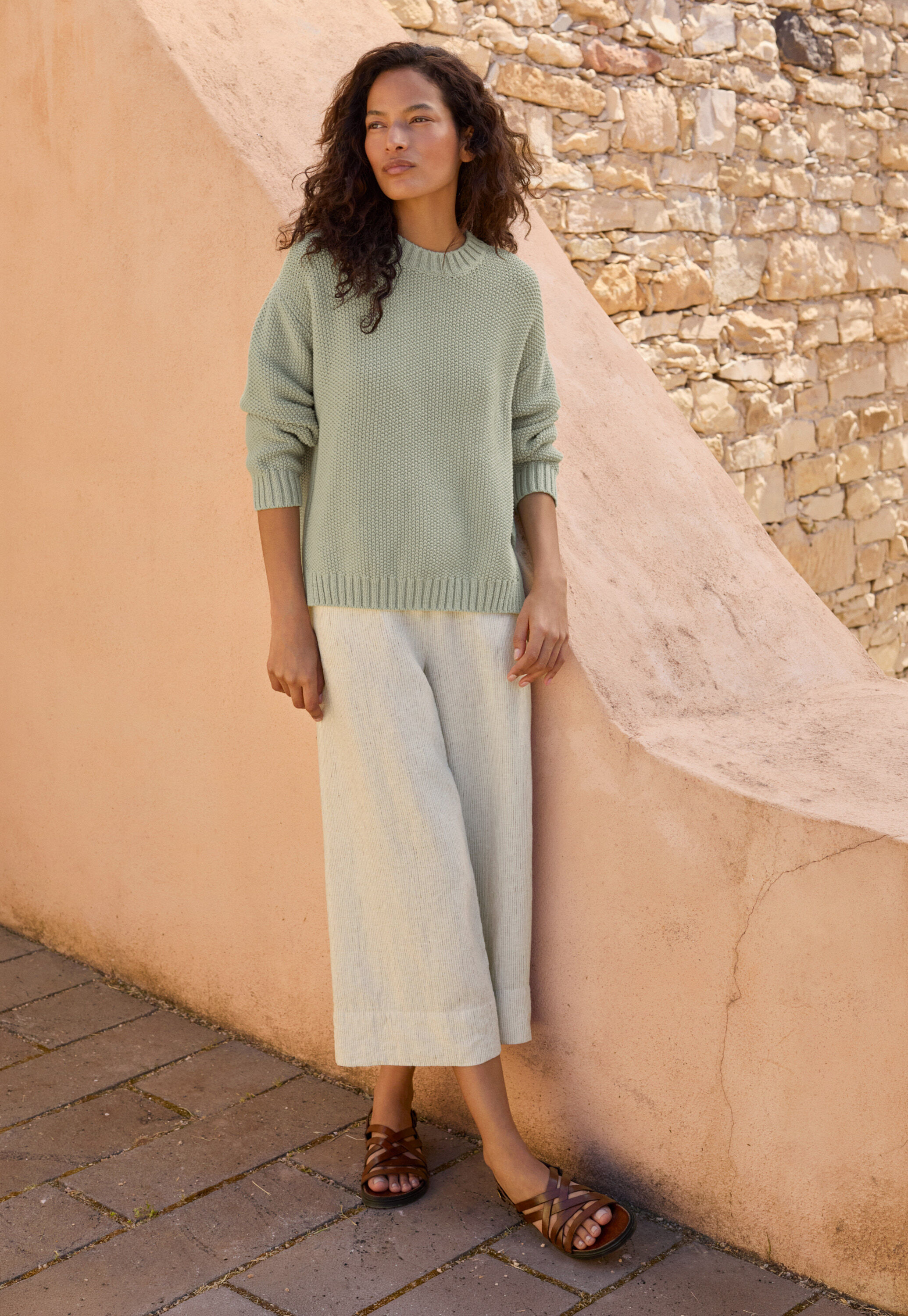 Wide & cropped trousers, Natural, large
