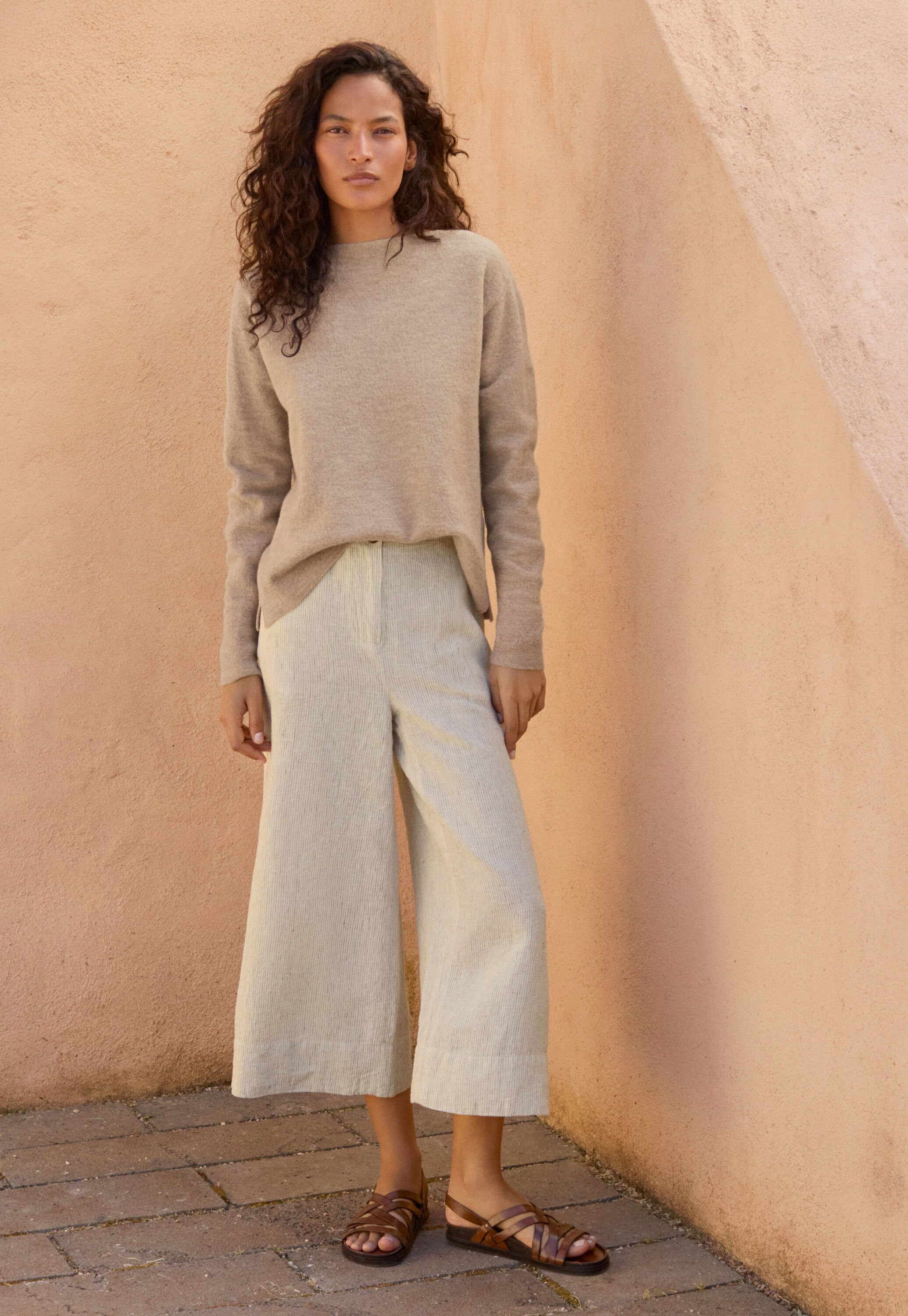Wide & cropped trousers, Natural, large