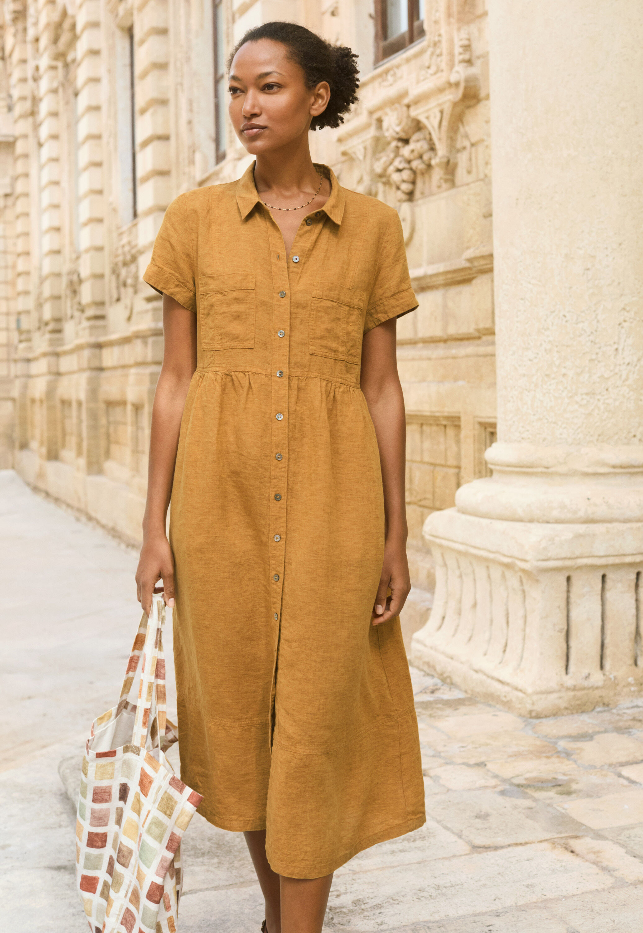 Gathered-waist dress